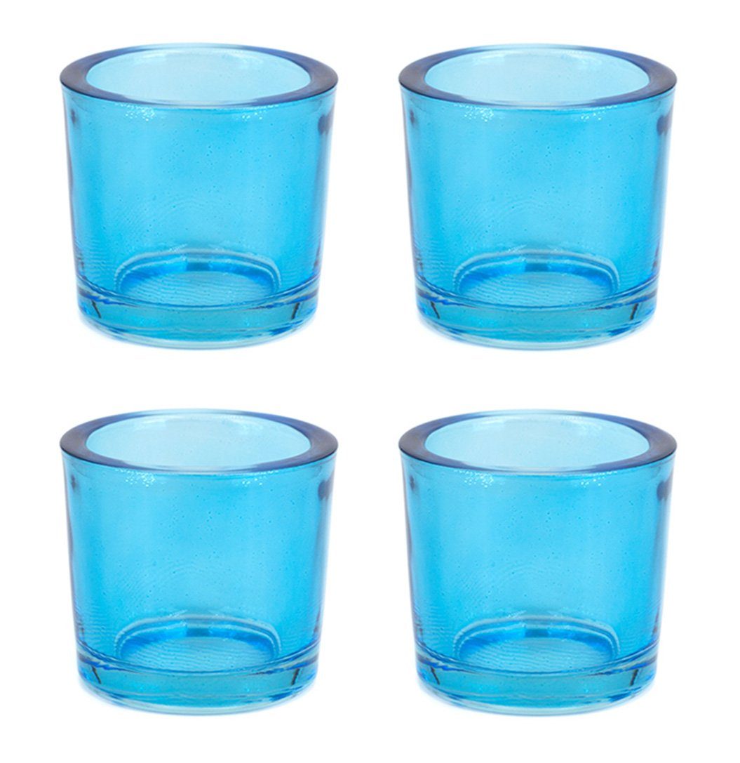 Creativery Teelichthalter, Teelichthalter Glas 6,5x6cm türkis 4er Set