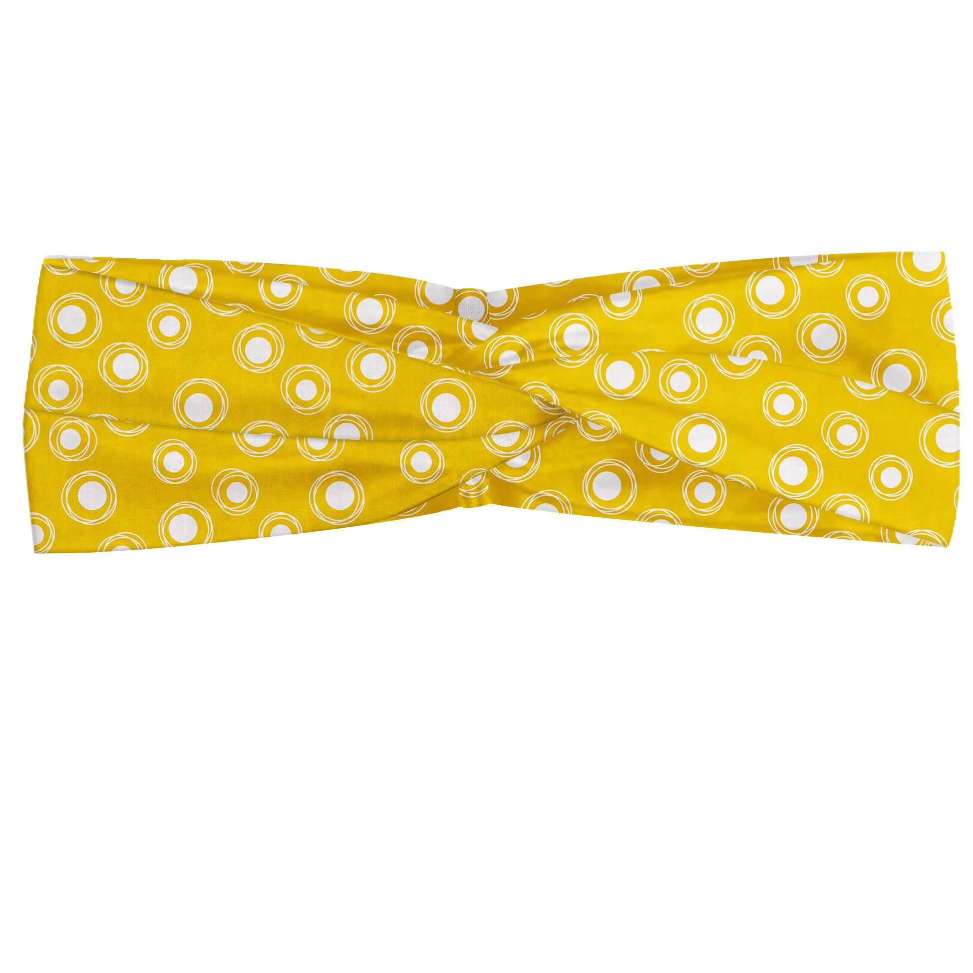 Abakuhaus Stirnband Elastisch und Angenehme alltags accessories Gelb und Weiß Round Spots