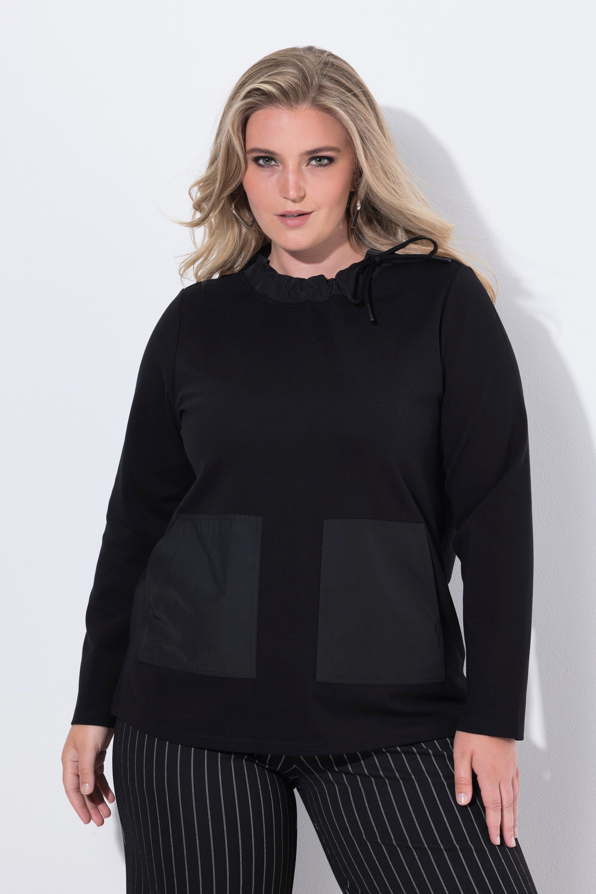 Ulla Popken Sweatshirt Sweatshirt Taschen Stehkragen günstig online kaufen