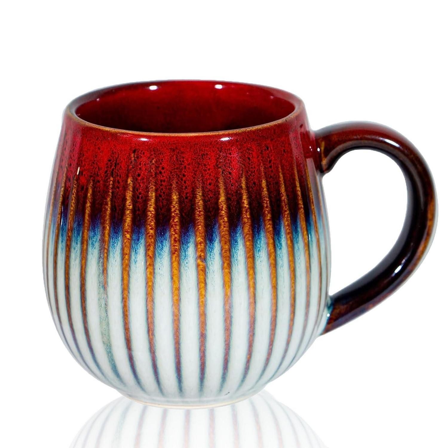 LuxusKollektion Tasse Tasse Steingut 500ml Farbverlauf Rot, Keramik