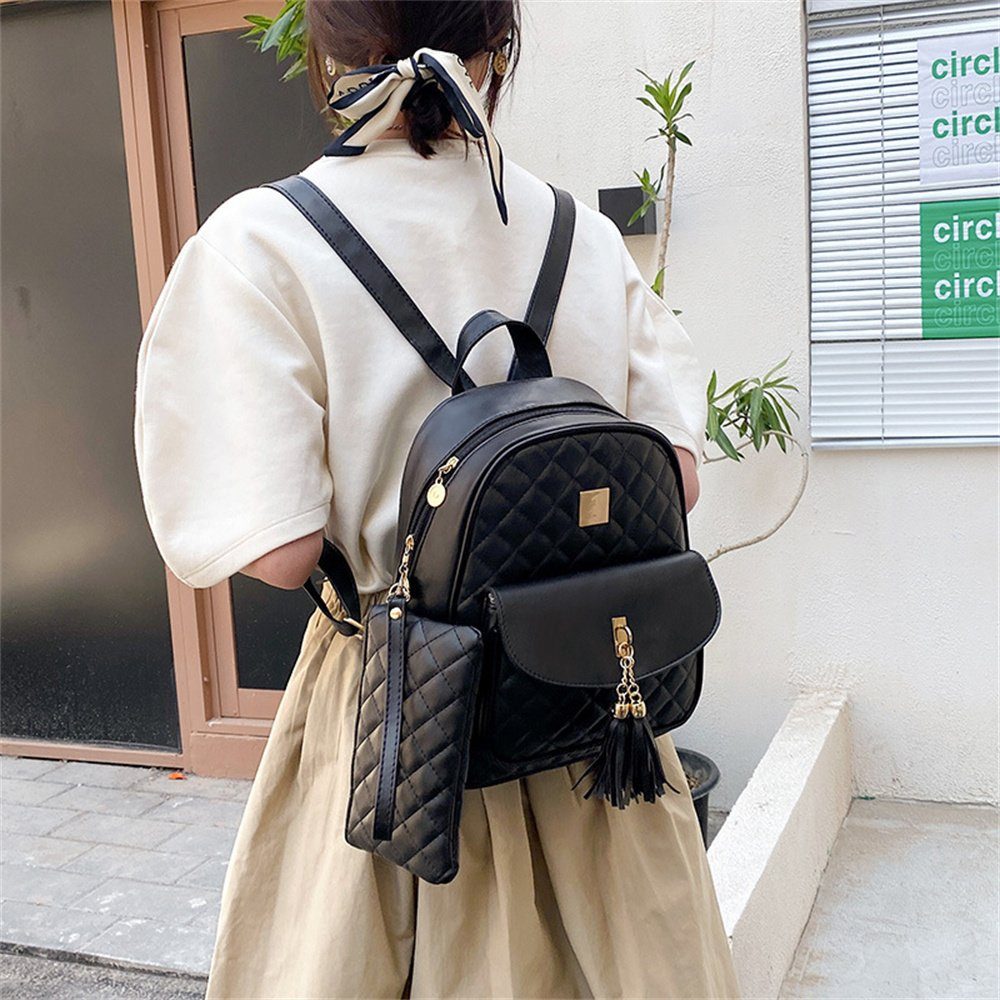 Freizeitrucksack 3 TSEPOSY für Schwarz in Freizeitrucksack, Frauen 1 kleines Lederrucksack-Set