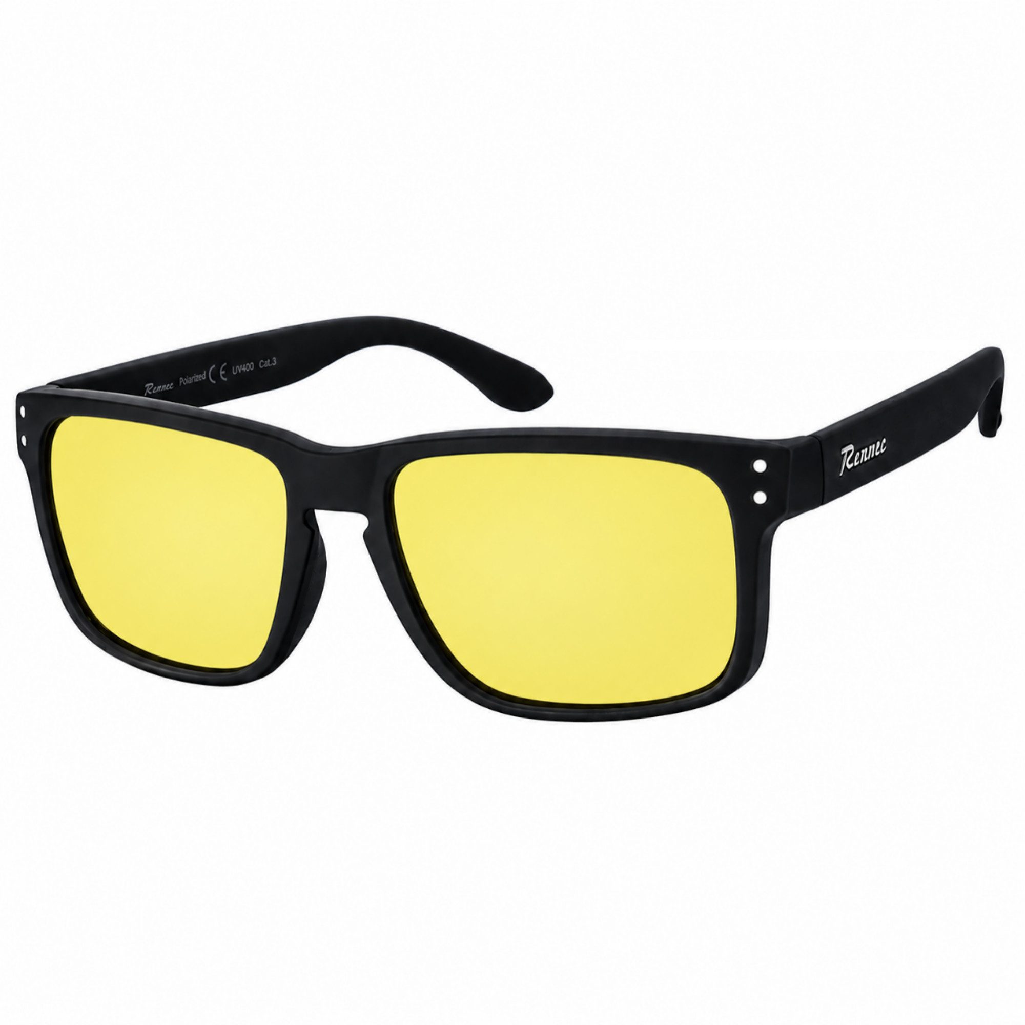 Rennec Sonnenbrille Herren Rechteckig Polarisiert Verspiegelt Markenbrille mit Hardcase Gläser UV400 Getönt oder Verspiegelt, stabile Bügelgelenke