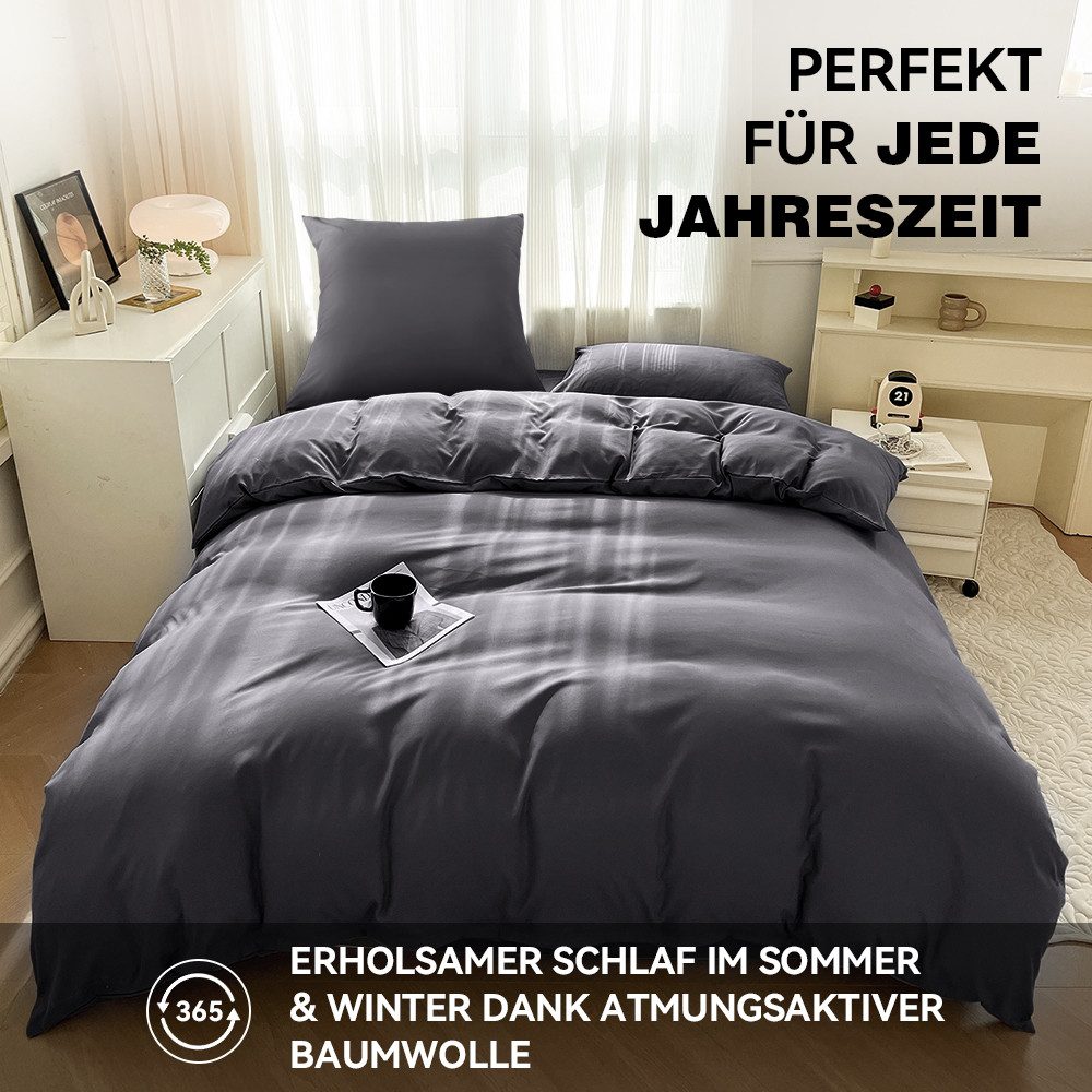 Elegear Bettwäsche Bettwäsche 135×200/155x220/200x200cm Mikrofaser Bettwäsche-Set, Mikrofaser aus Polyester, 3 teilig, Bettbezug+Kopfkissenbezug*2, atmungsaktiv – Bild 3 von 5