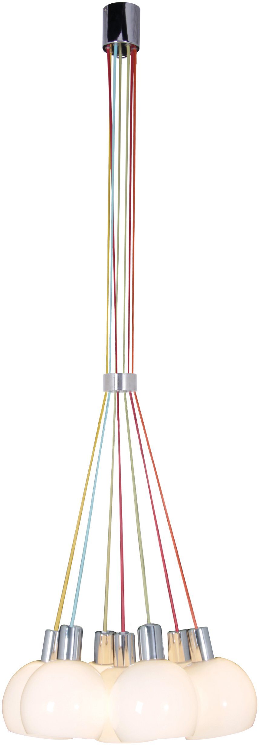 Pendelleuchte ohne max. chrom/weiß/bunt, näve Rainbow-Bowl, Leuchtmittel, l: 40W, 120cm Metall/Glas, E14