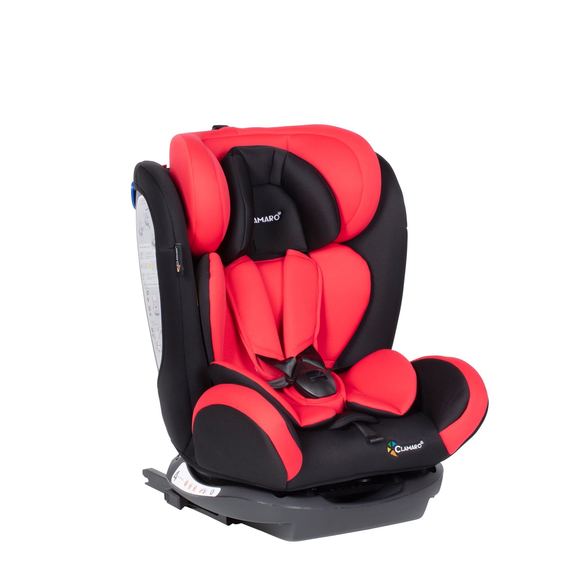 Clamaro Autokindersitz, Clamaro 0 mitwachsender 3-fach Kinderautositz Kopfstütze, Auswahl ECE bis Isofix verschiedene und höhenverstellbare verstellbare Gruppe Baby- Farben Jahre Autokindersitz Jahre, 'RiolaPlus4in1' 12 Rückenlehne, II I, 0+, Prüfnorm, 6-fach 3 (0-36 III kg), und ab Rot R44/04 zur