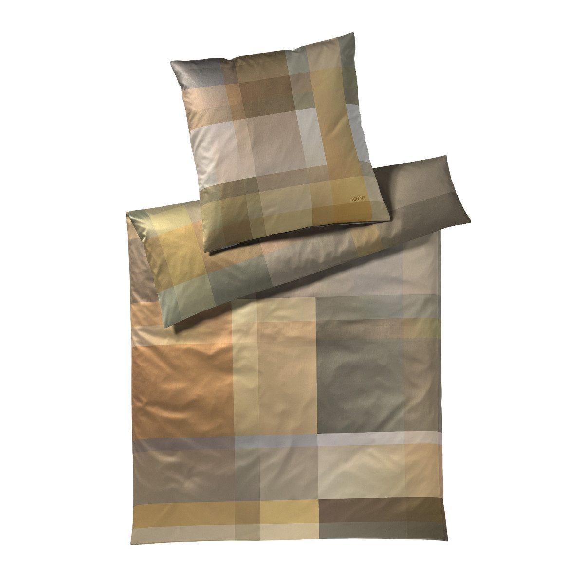 JOOP! Bettwäsche JOOP! Comfort Satin Bettwäsche Glow 4080-3 senf natur Kariert 135x200, 2 teilig