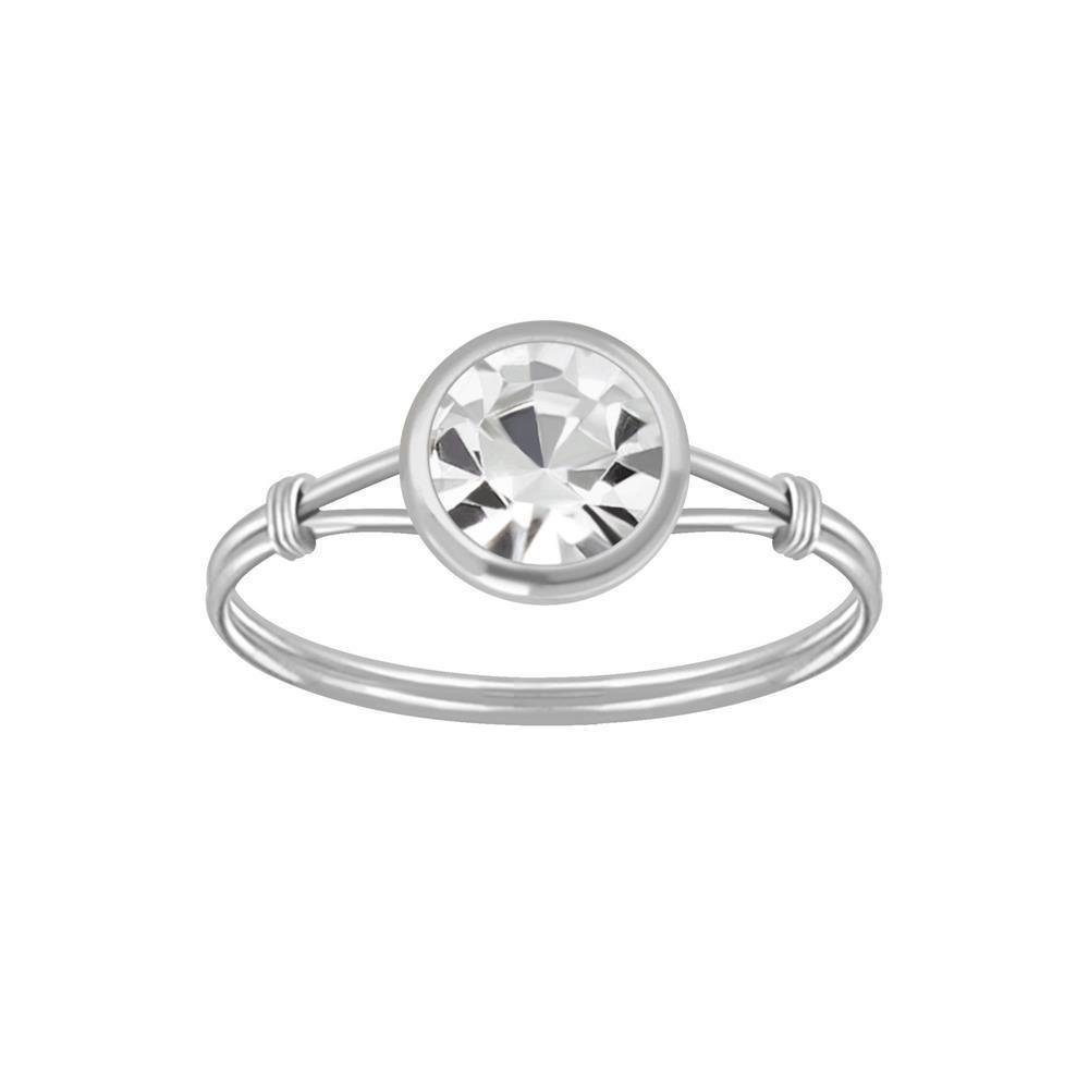 BUNGSA Fingerring Ring mit rundem Kristall aus 925 Silber Damen (Ring, 1-tlg), Frauen Mädchen