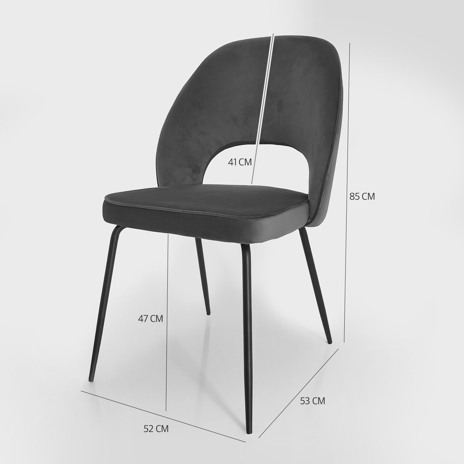 DM-Handel Esszimmerstuhl Küchenstuhl Polsterstuhl Grau Set, 2 Sperrholz mit Rücklehne, mit St), Set Metallbeinen Küchenstuhl, (Spar aus 2-er Samtbezug