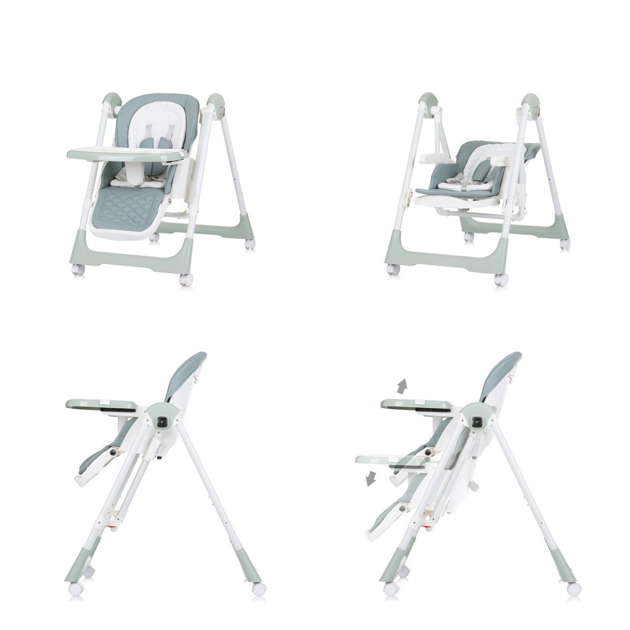 Chipolino Kombihochstuhl Hochstuhl 2 in 1 Milk Shake, verstellbar, Babyschaukel, Räder