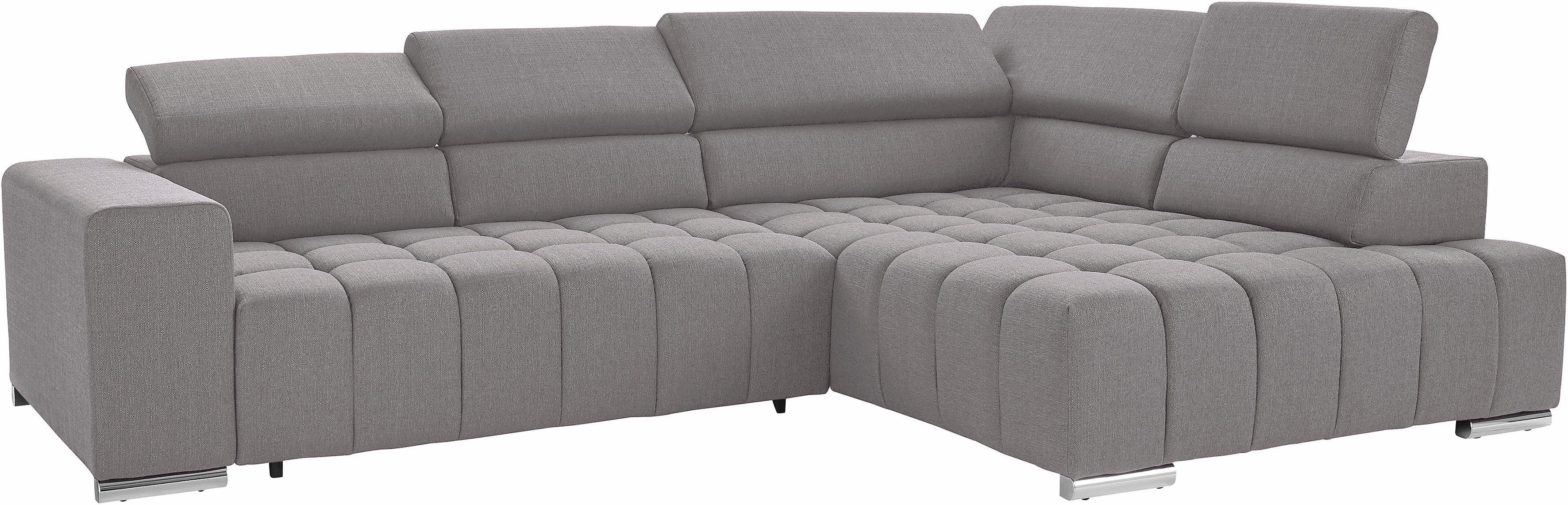 exxpo - sofa fashion Ecksofa Elias, aktuelle Kreuzsteppung im Sitz, bequem, Breite 307cm, L-Form, mit Kopf- bzw. Rückenverstellung, wahlweise mit Bettfunktion