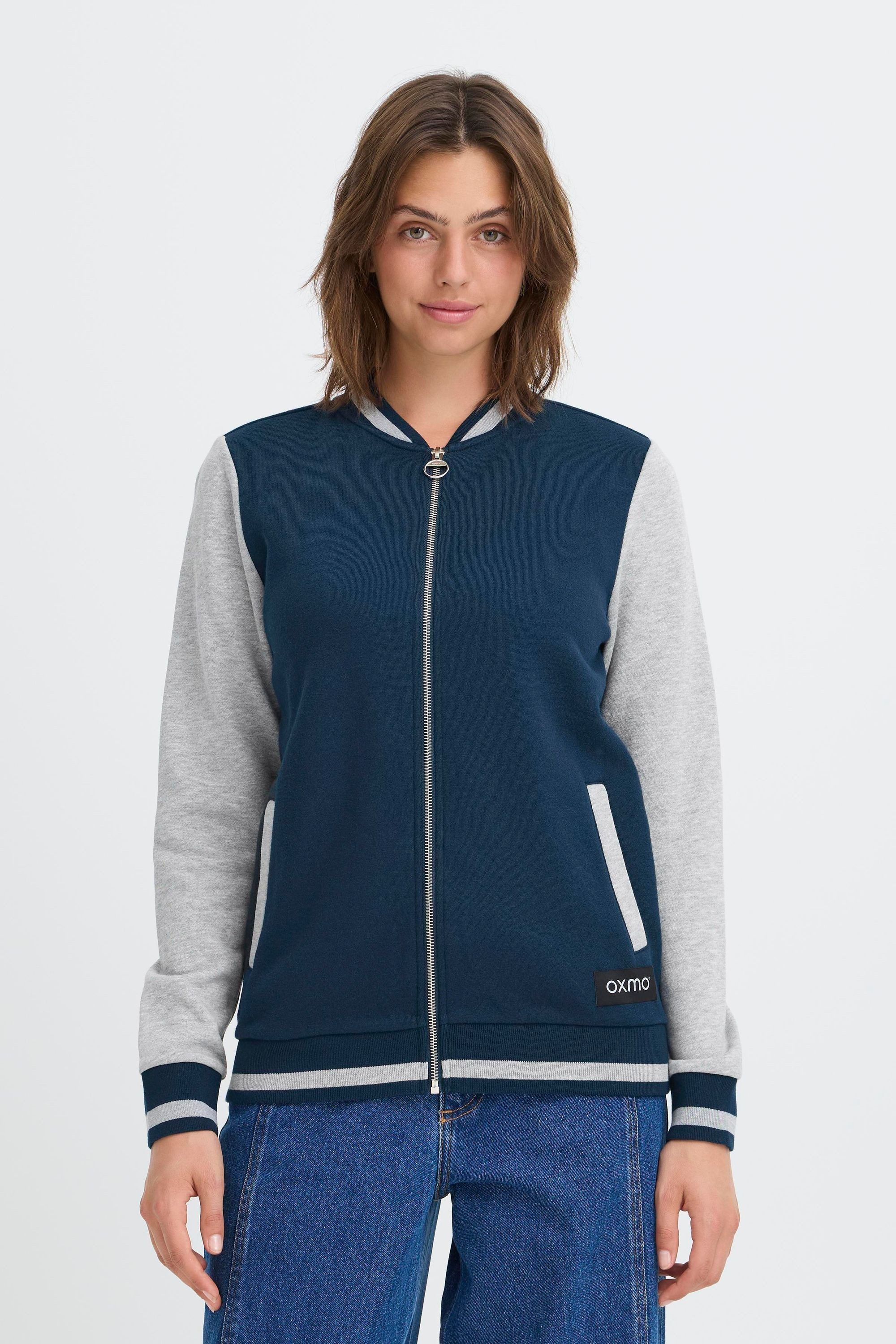 OXMO Sweatjacke OXOnana Lässige Sweatjacke im College-Style
