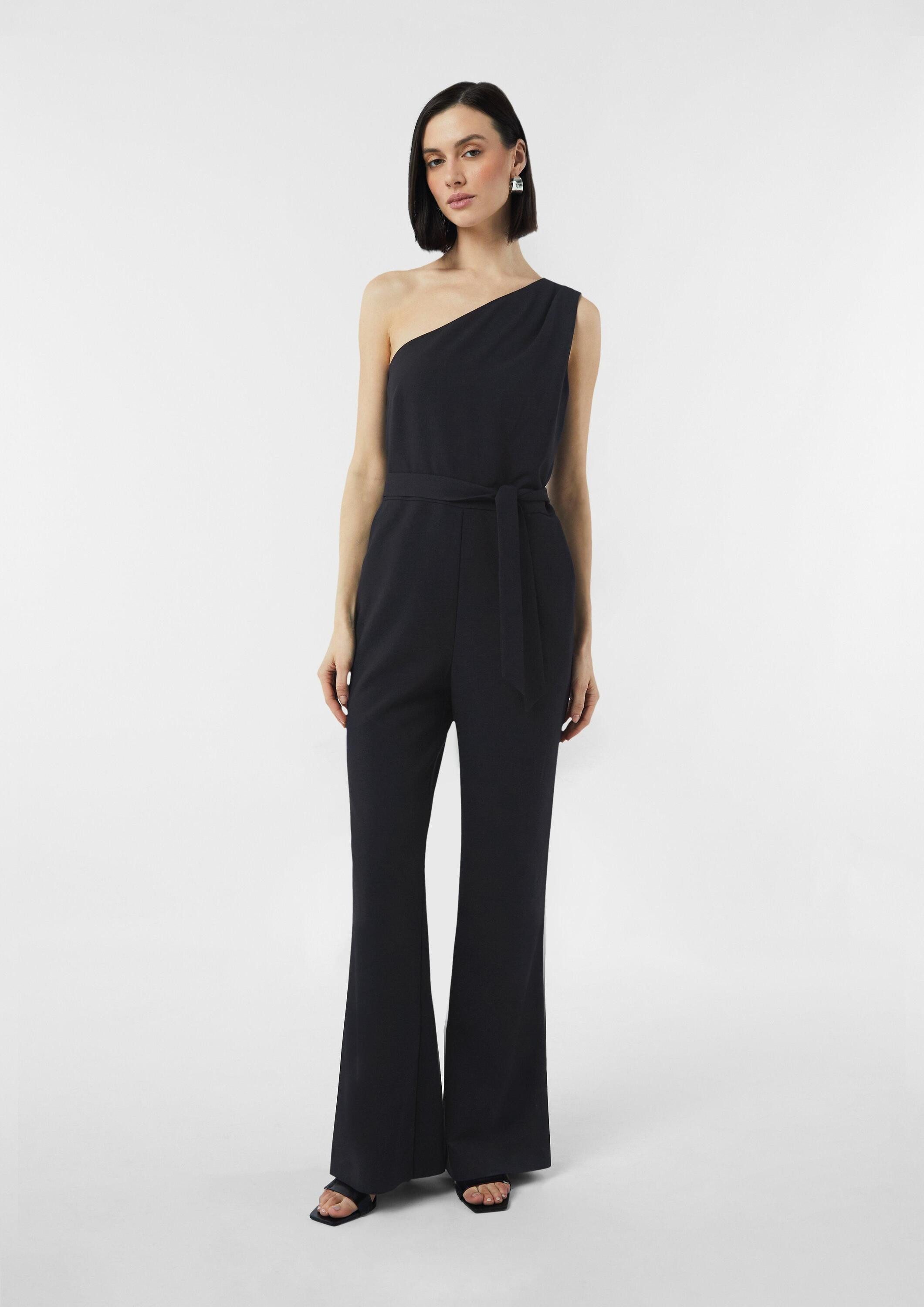 comma Jumpsuit Overall Festiver Oneshoulder-Overall aus Crêpe günstig online kaufen