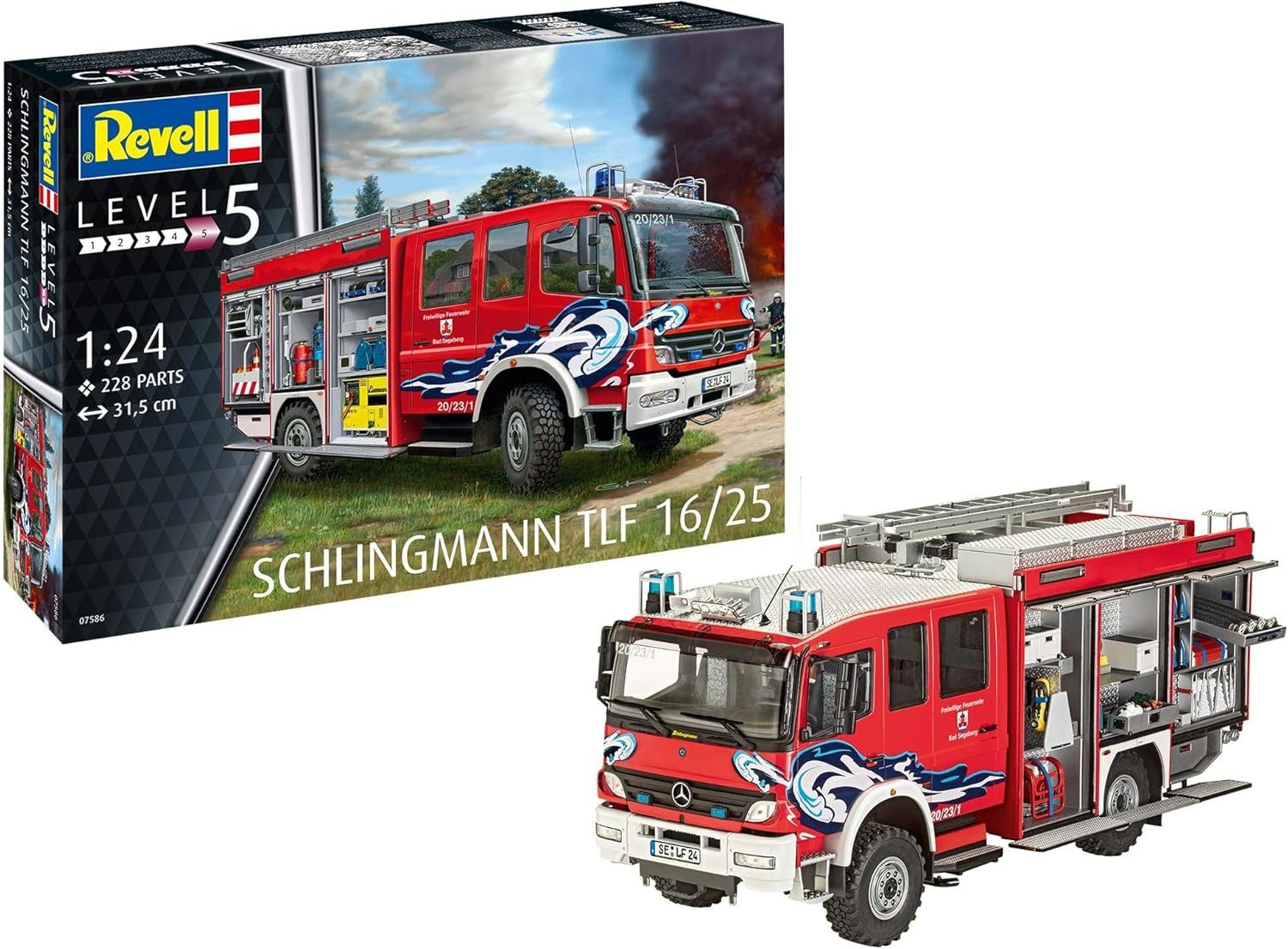 Revell® Modellauto Schlingmann TLF 16/25 Bausatz Feuerwehr Modellbau Level 5, Maßstab 1:24