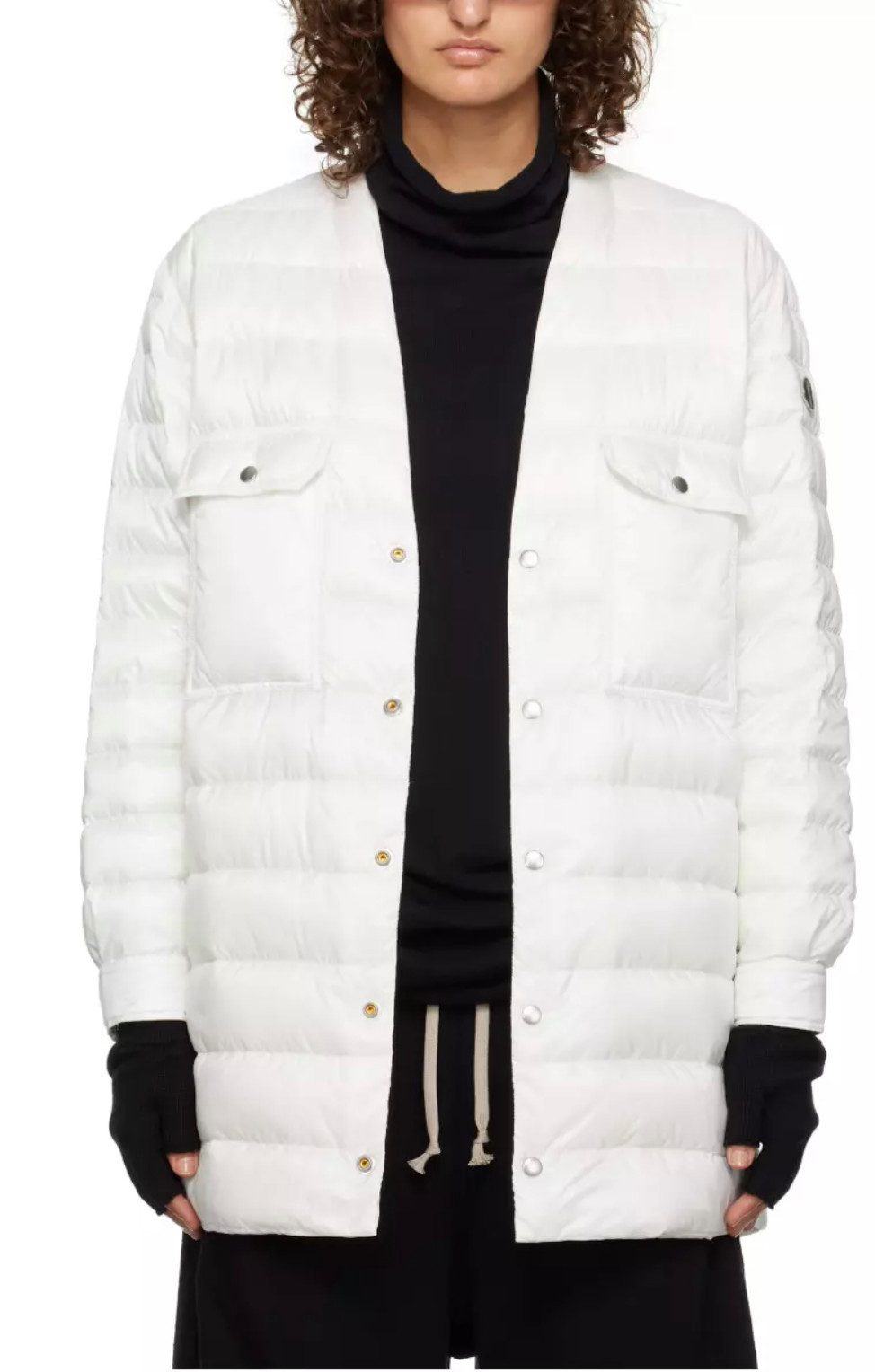 MONCLER Daunenjacke + RICK OWENS Gesteppte Jacke Steppjacke Unisex Gestepptem Shell mit Webbandbesatz, Vier praktische Taschen