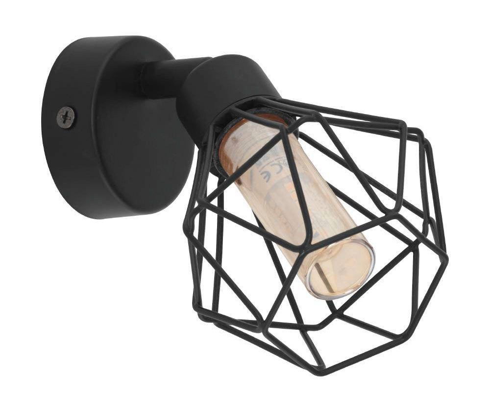 EGLO Deckenspot ZAPATA 1, LED wechselbar, Vintage Wandleuchte im Retro Look, Stahl, Schwarz, amber, G9