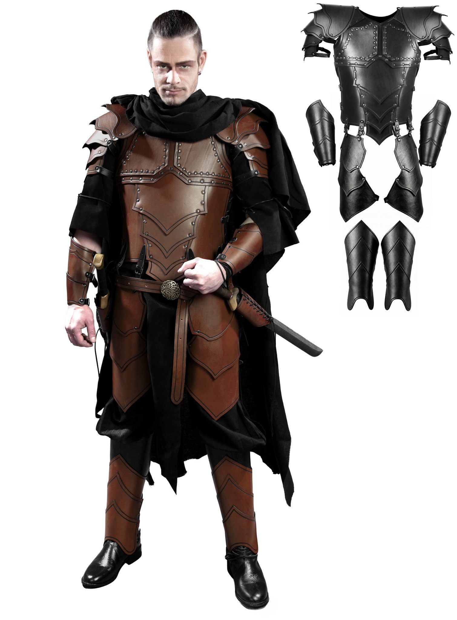 Andracor Kostüm Lederrüstungs-Set - Drachenreiter, In Berlin handgefertigte Leder-Vollrüstung für Elfen von Andracor -