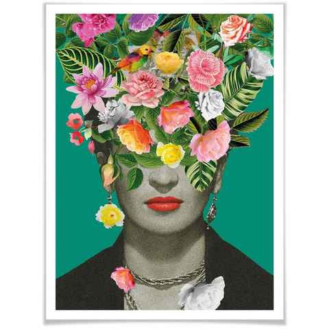 Wall-Art Poster Frida Floral Blumenstrauß, Schriftzug (1 St), Poster ohne Bilderrahmen