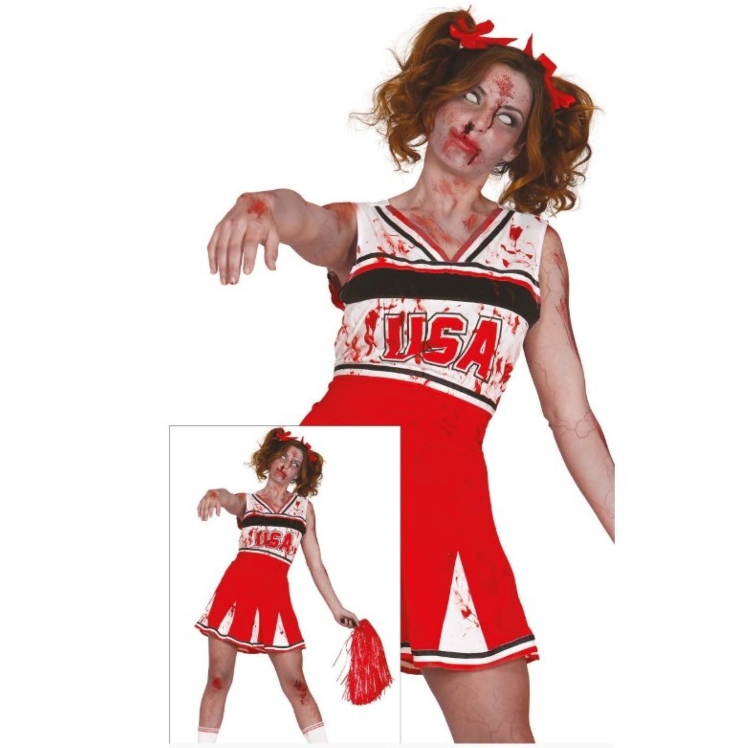 Fiestas Guirca Zombie-Kostüm Kostüm 'Zombie Cheerleader' für Jugendliche, Klei