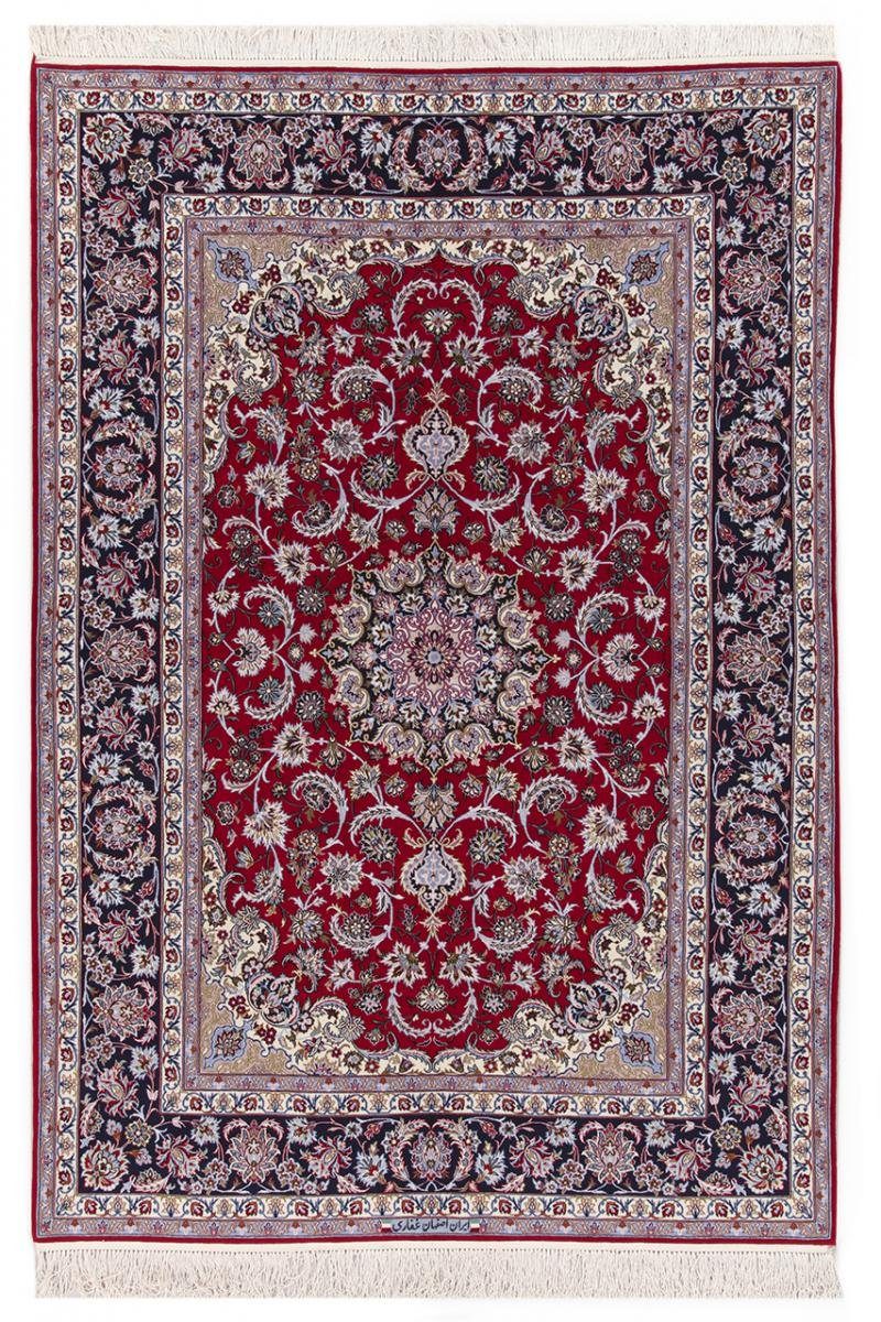 Orientteppich Isfahan Sherkat Seidenkette 161x227 Handgeknüpfter Orientteppich, Nain Trading, rechteckig, Höhe: 6 mm