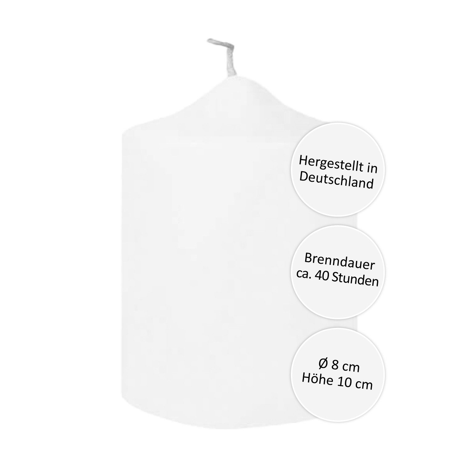 Fink Stumpenkerze FINK Stumpenkerze Candle - weiß - H. 10cm x B. 8cm x D. 8cm (1 Stück)
