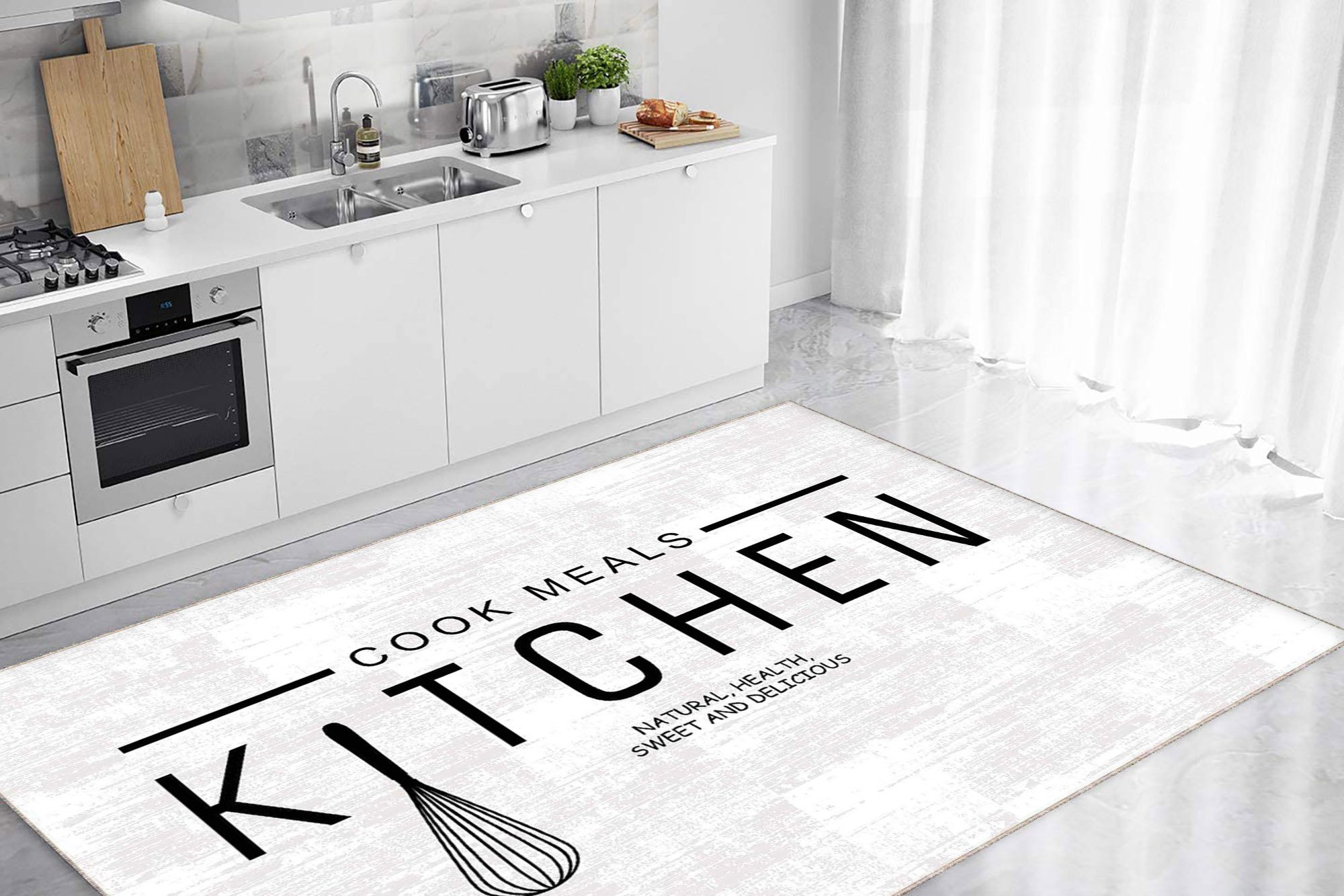 mm, Praktisch, Teppich Meals Jungengel Universell Weiß Cook Küchenläufer Waschbar 6 Kitchen einsetzbar, & Höhe: Fußbodenheizungsgeeignet Küchenmatte Textilien,
