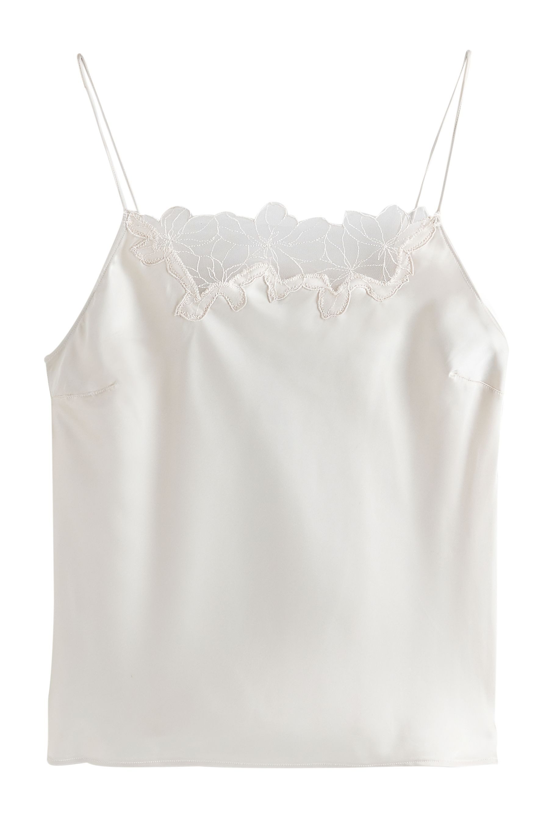 Next Trägertop Trägertop mit Cutout aus Satin mit Spitzenbesatz (1-tlg)