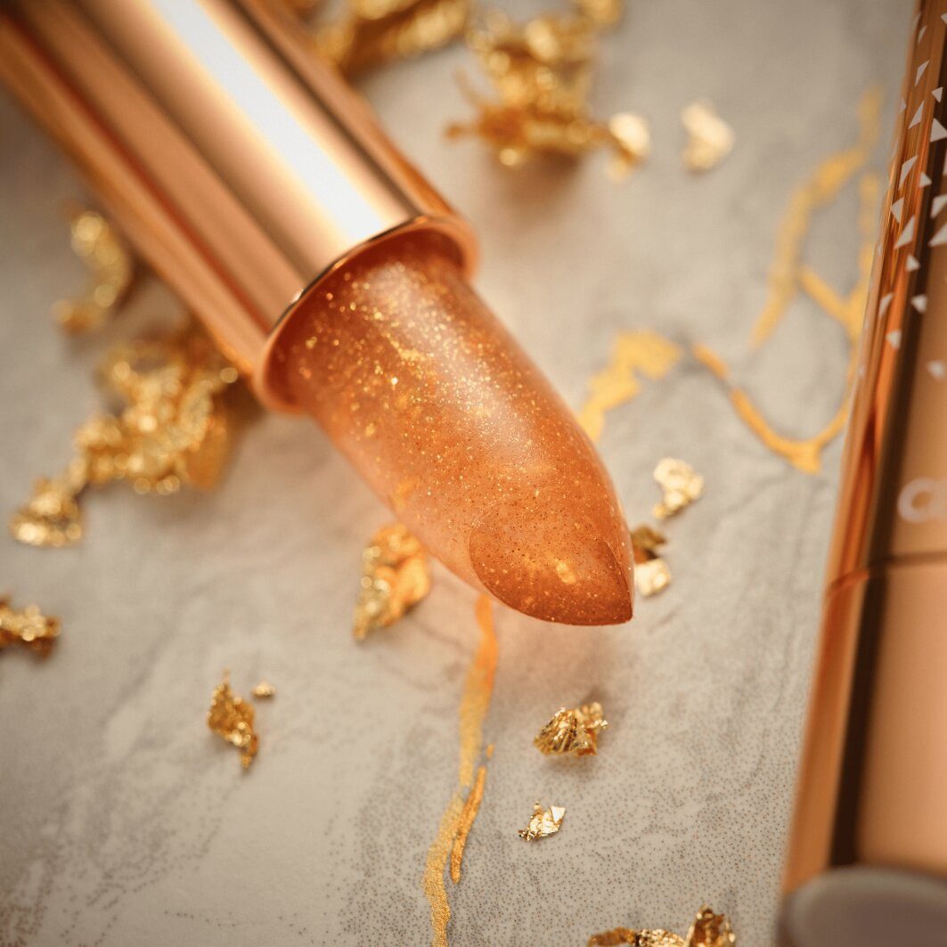 Catrice Lippenbalsam Glam In Gold Glow Lip Balm, 3-tlg., Feuchtigkeitsspendend, pH-reaktive Formel, glänzendes Finish.