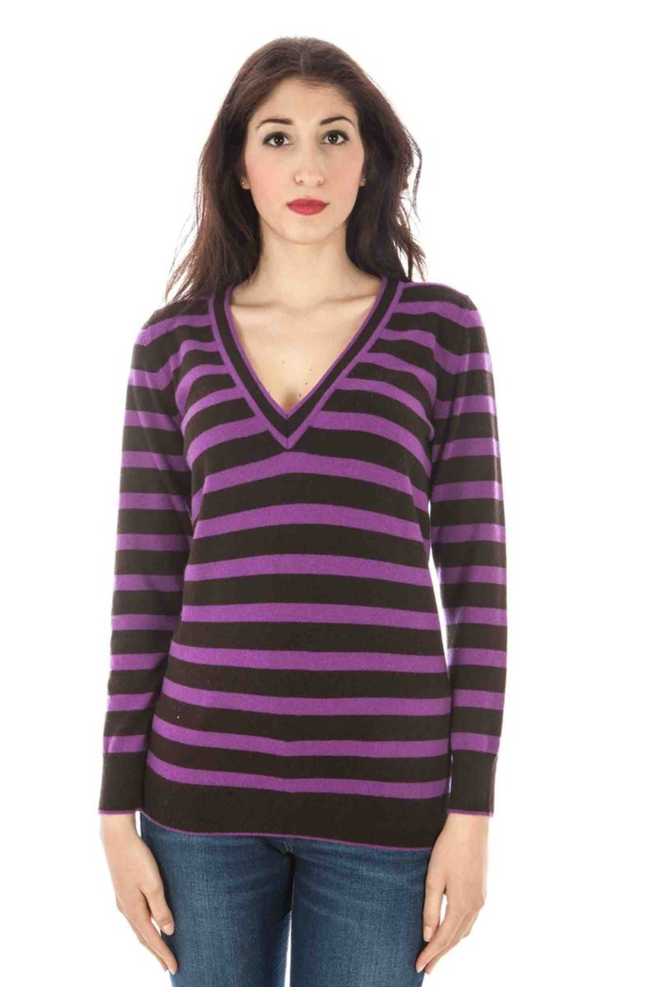 Fred Perry Вязаные свитера Lila Damenpullover mit V-Ausschnitt – Langarm-Trikot mit Logo