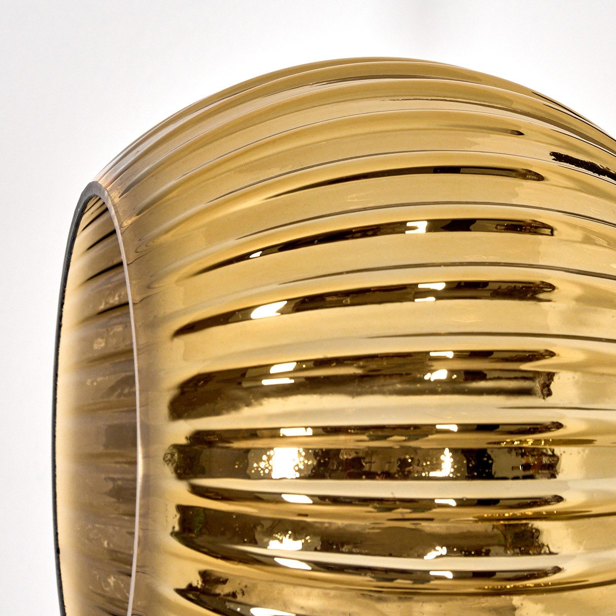 hofstein Stehlampe Stehlampe aus Metall/Riffelglas in Schwarz/Goldfarben, ohne Leuchtmittel, Stehleuchte Retro/Vintage, Ø Schirme 15 cm, Fußschalter, 160 cm, E14