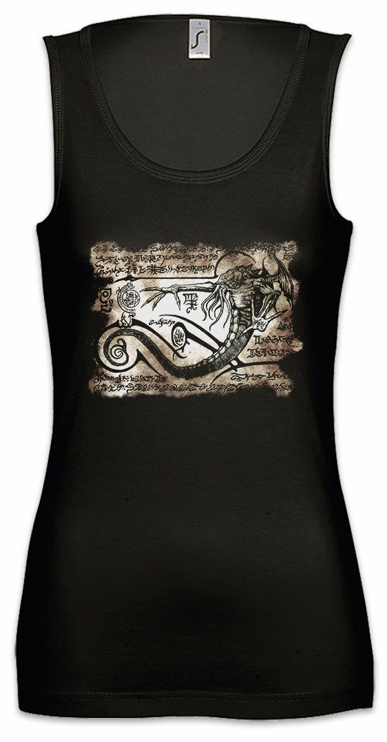 Tanktop Cthulhu Necronomicon Piece Ärmelloses Damen T-Shirt Alien Ufo Sanscrit