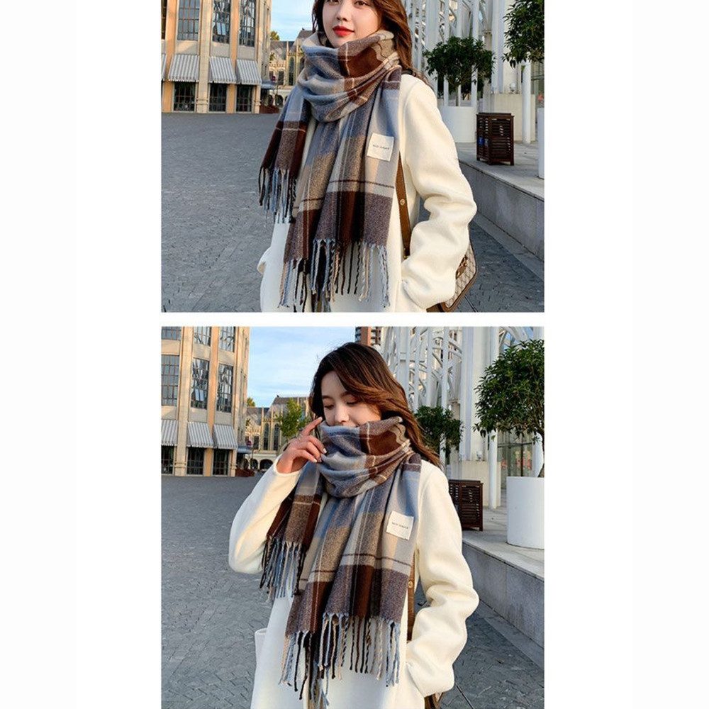 Coonoor Wollschal Damen Weich Lange Wraps,Groß Karo Fransen Schals,Warm Winterschal, für Herbst Winter – Bild 3 von 5