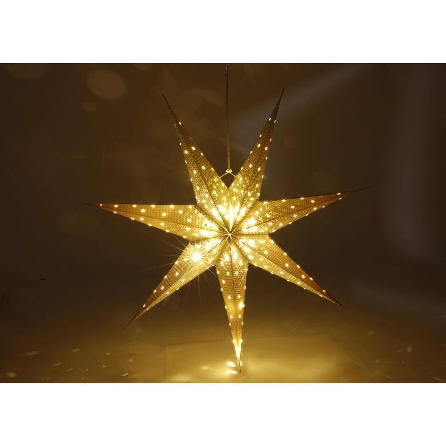 Gold Winter Weihnachtsstern zum BURI leuchtend Silber LED Aufhängen 60cm Kugelleuchte