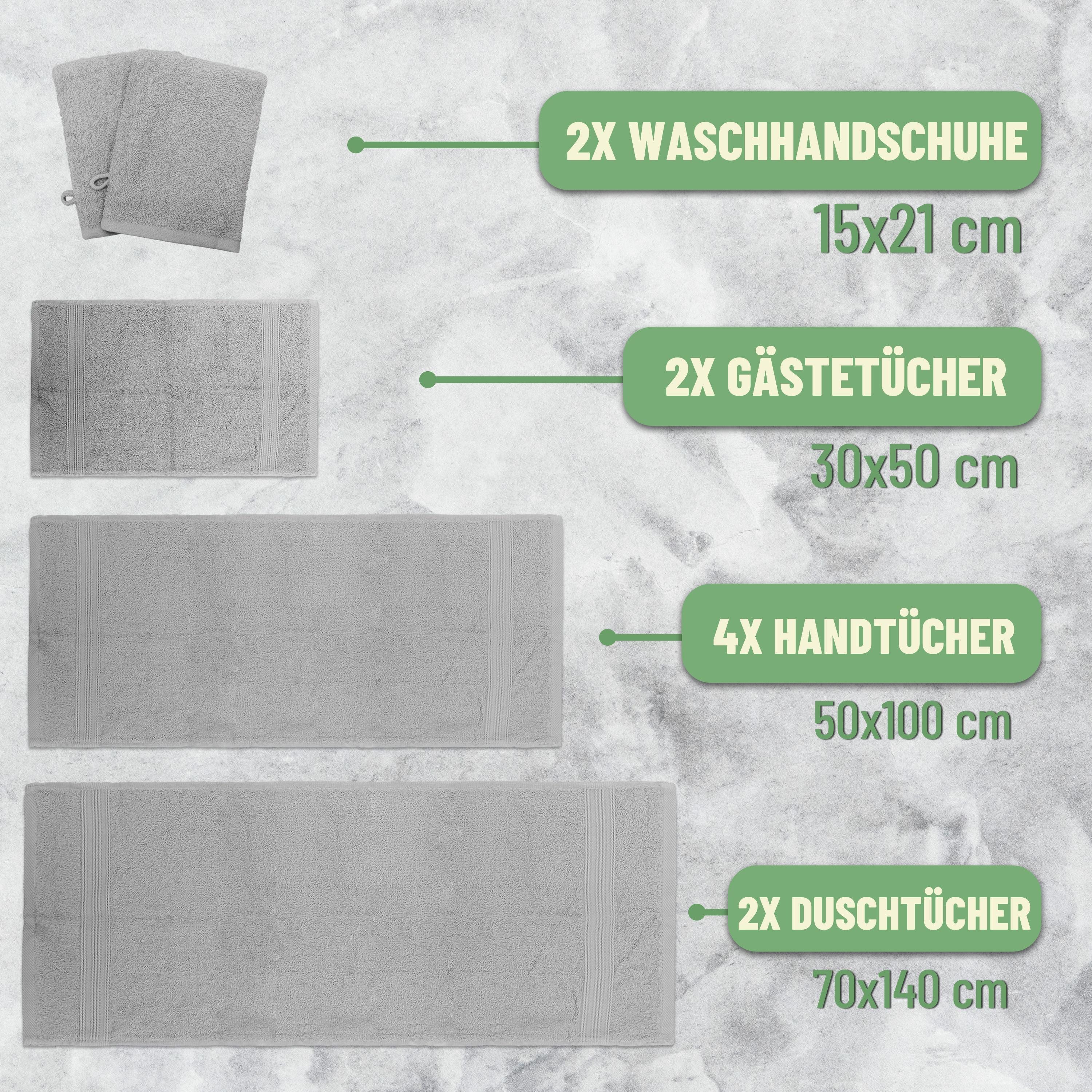 NatureMark Handtuch Set 10 tlg. Frottier Handtuch-Set, 100% Baumwolle (10-St), 4X Handtücher, 2X Duschtücher, 2X Gästetücher, 2X Waschhandschuhe – Bild 2 von 5