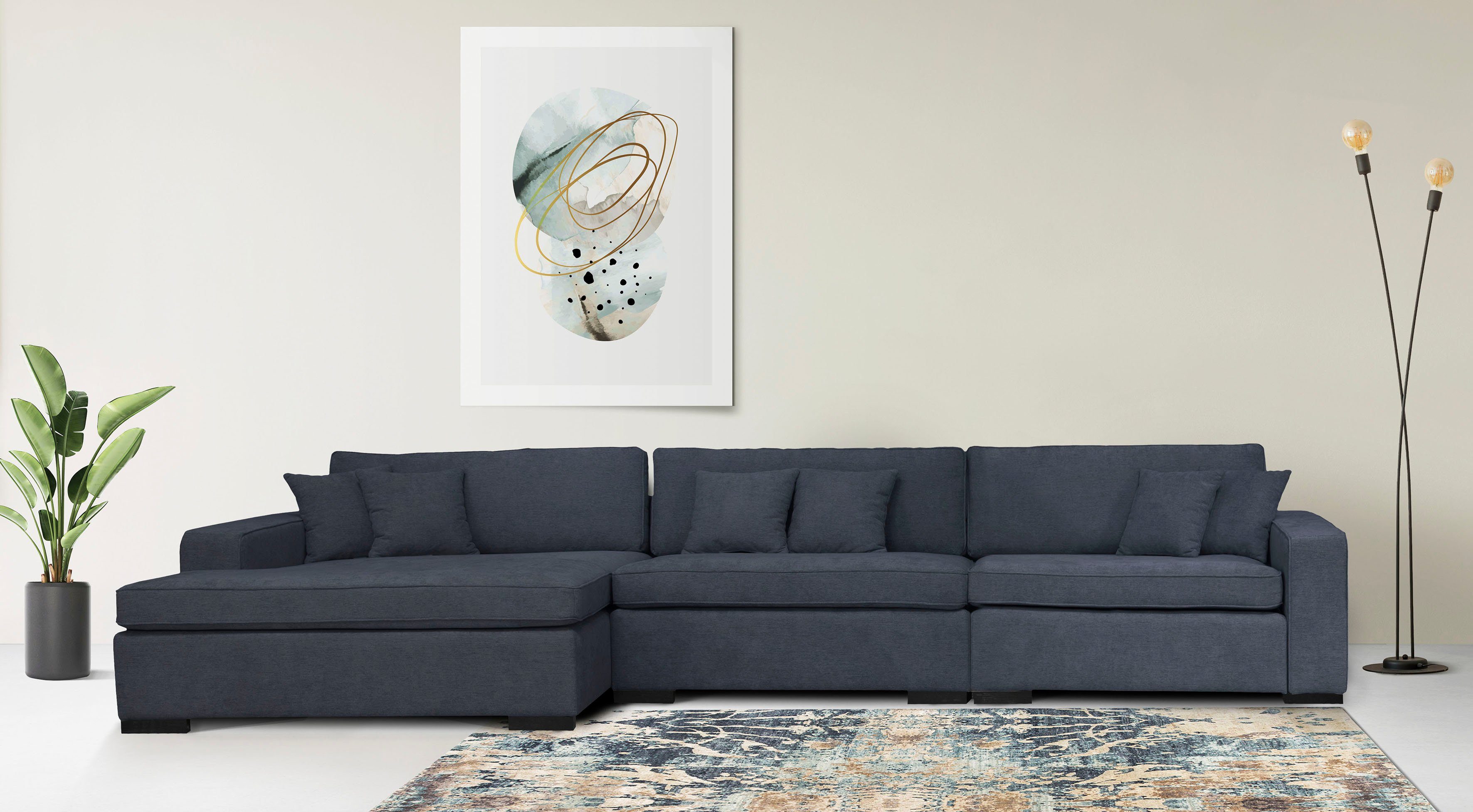Home affaire Ottomane Skara L-Form, Lounge-Sofa mit Federkernpolsterung, in vielen Bezugsvarianten