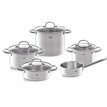 Fissler Topf-Set San Francisco, Edelstahl 18/10 (Set, 9-tlg., Bratentopf 20 cm, je 1 Kochtopf 16/20/24 cm, Stielkasserolle 16 cm), Geeignet für alle Herdarten, Induktion