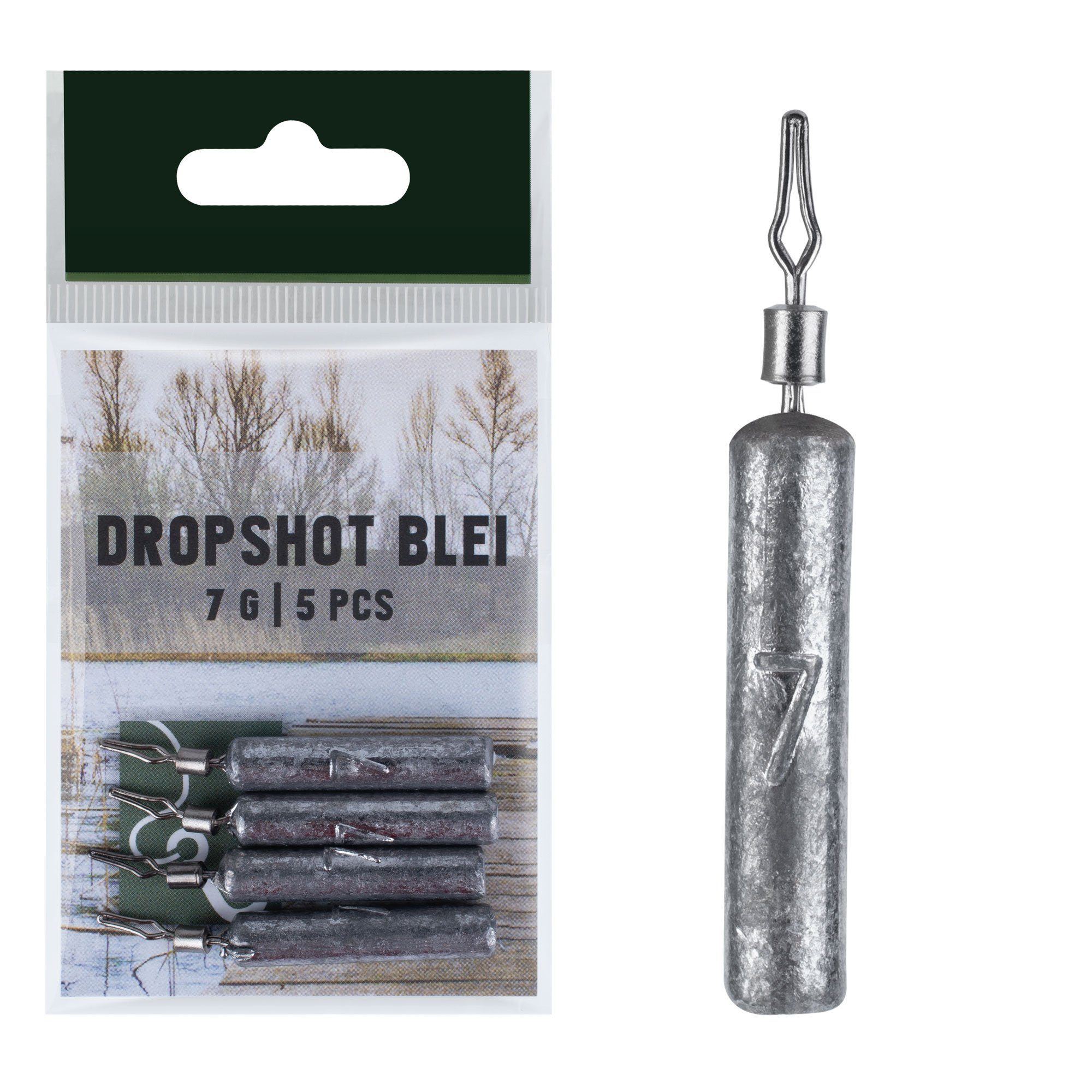 Drop-Shot-Blei 5 Stück Stabblei 7g - Angelblei für Finesse Angeln - Grundblei