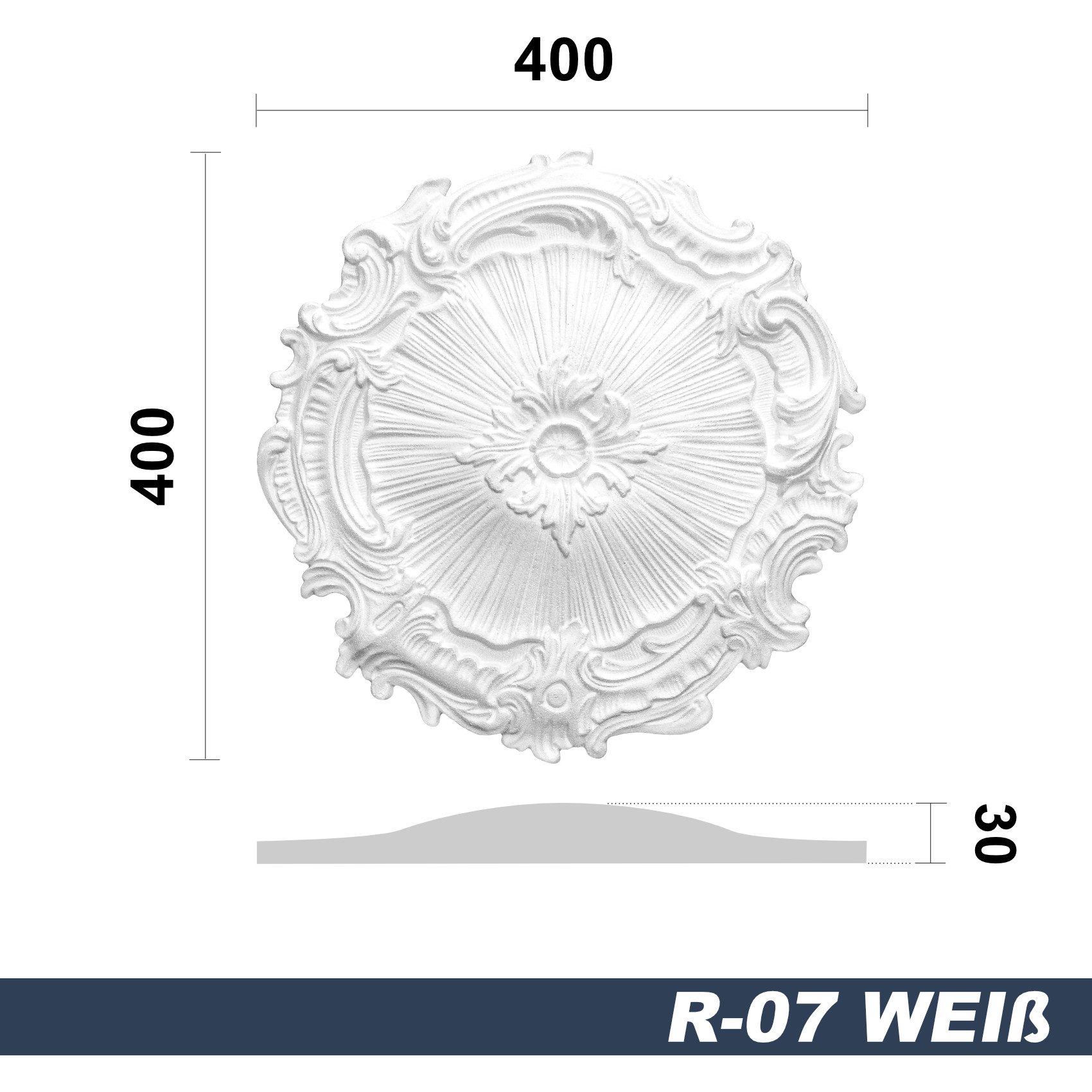 marbet design Wanddekoobjekt R-07 (Stuckrosette aus EPS Styropor, weiß, Zie günstig online kaufen