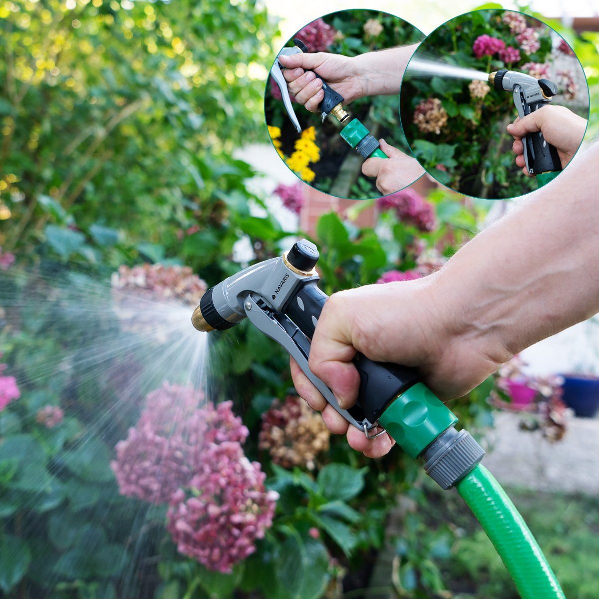 Navaris Gartendusche Hochdruck Gartenbrause Metall Schlauchspritze günstig online kaufen