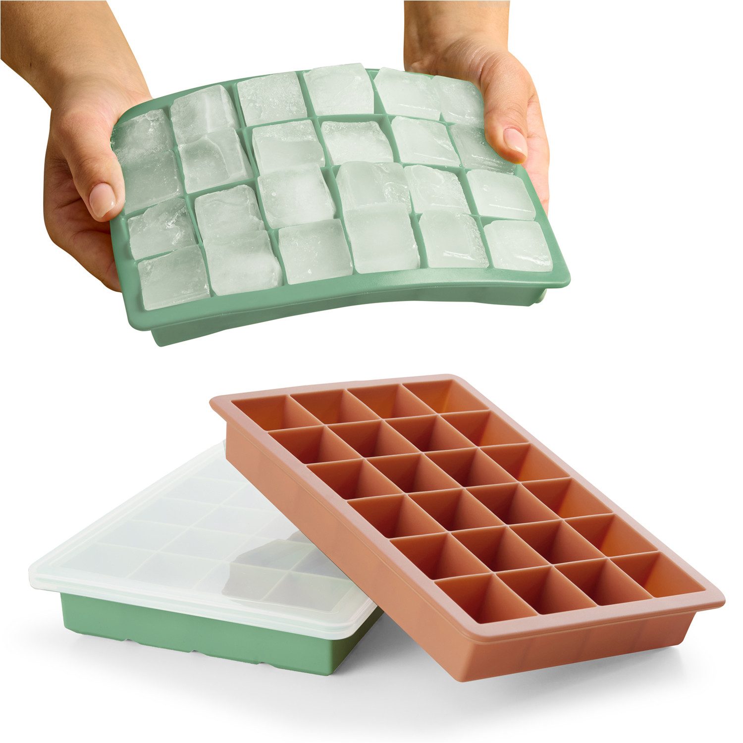 Blumtal Eiswürfelform Eiswürfelformen Silikon mit Deckel - BPA-freie Silikon Eiswürfelform, (3-tlg)