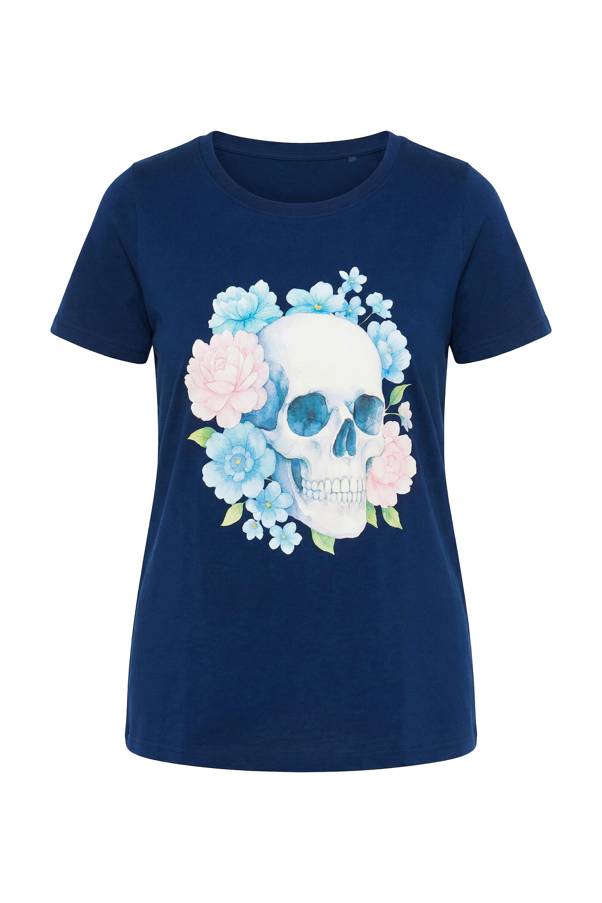 Angel of Style T-Shirt T-Shirt bequeme Passform floraler Totenkopf günstig online kaufen