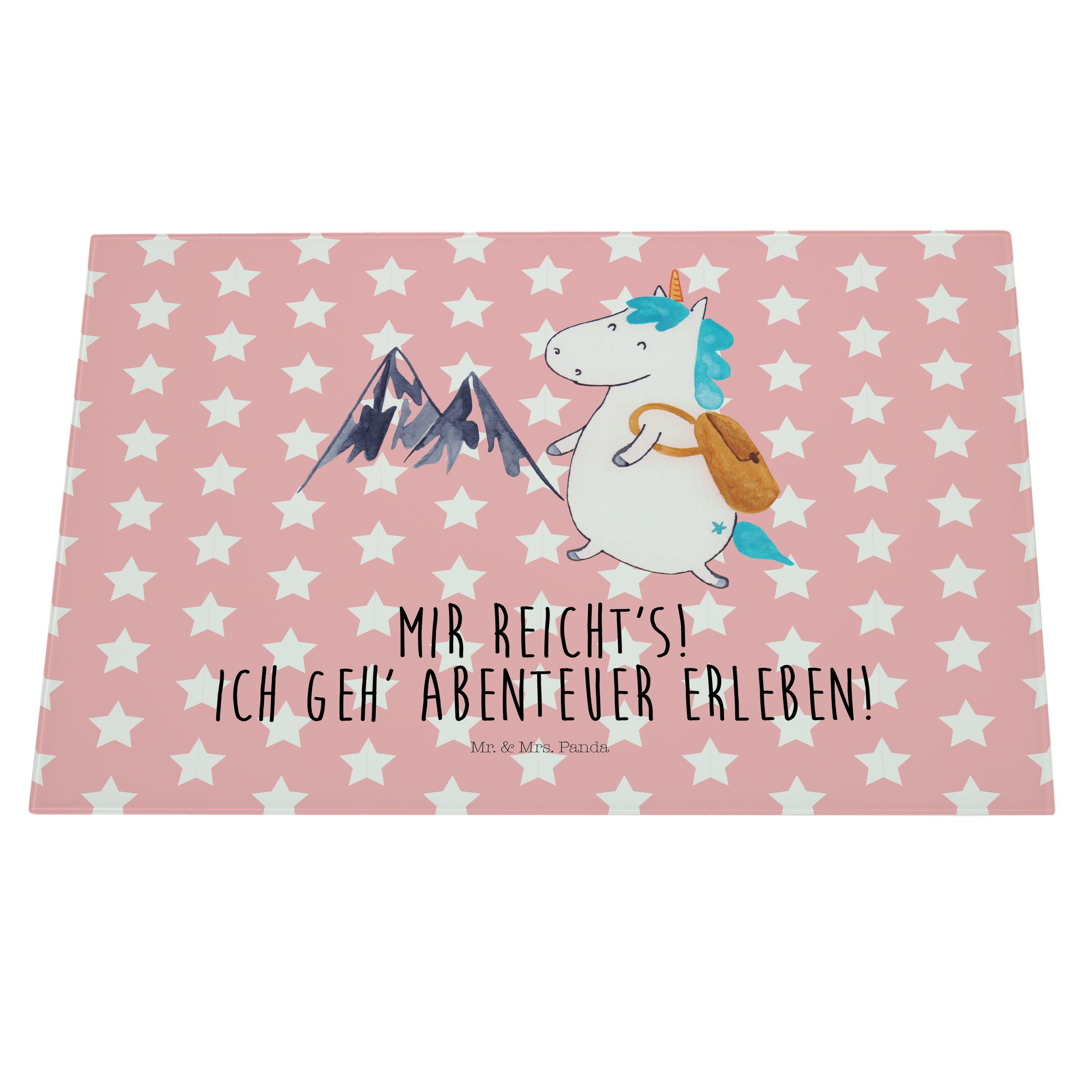 Pastell Bergsteiger Mr. Premium Deko, & Servierbrett (1-St) Einhorn Panda - Mrs. Rot Geschenk, Glas, - Unicorn, Einhorn