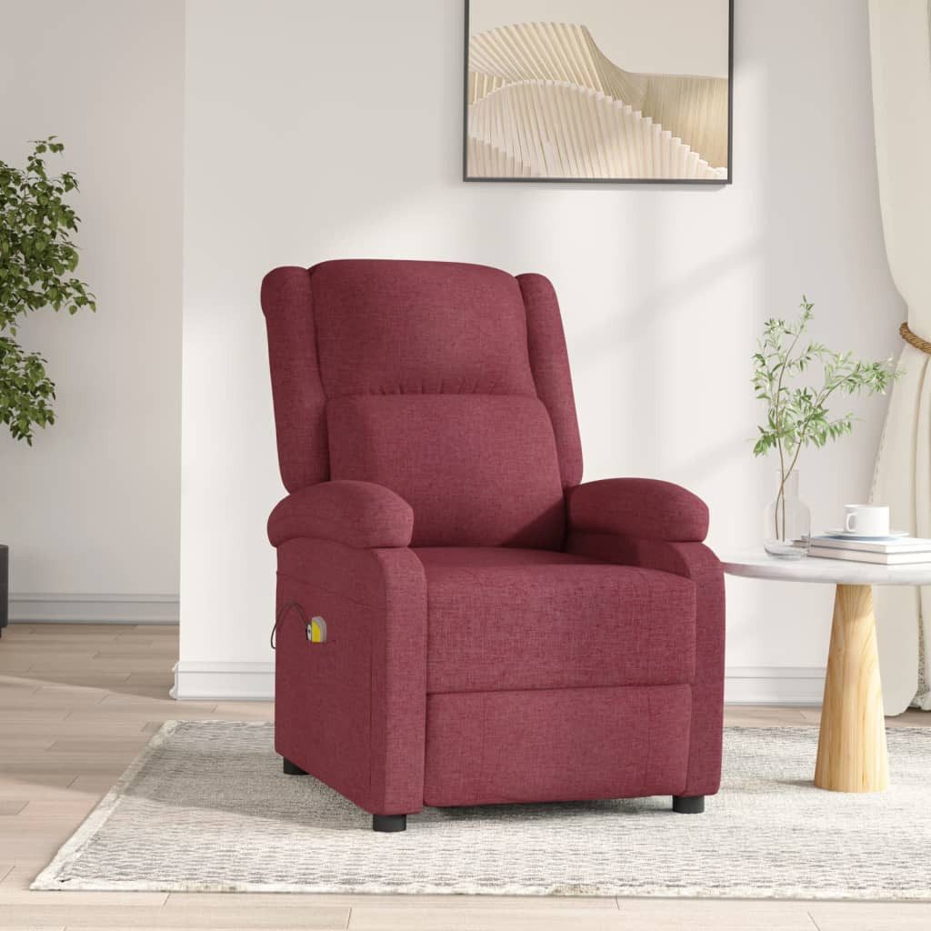 vidaXL Massagesessel, Massagesessel Elektrisch Weinrot Stoff