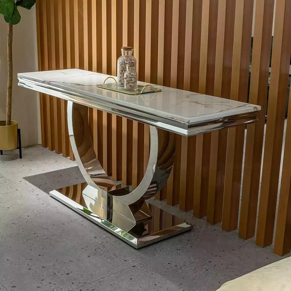 JVmoebel Konsolentisch Elegantes silbernes Sideboard aus hochwertigem Material (1-St., 1x Konsolentisch), Made in Europa