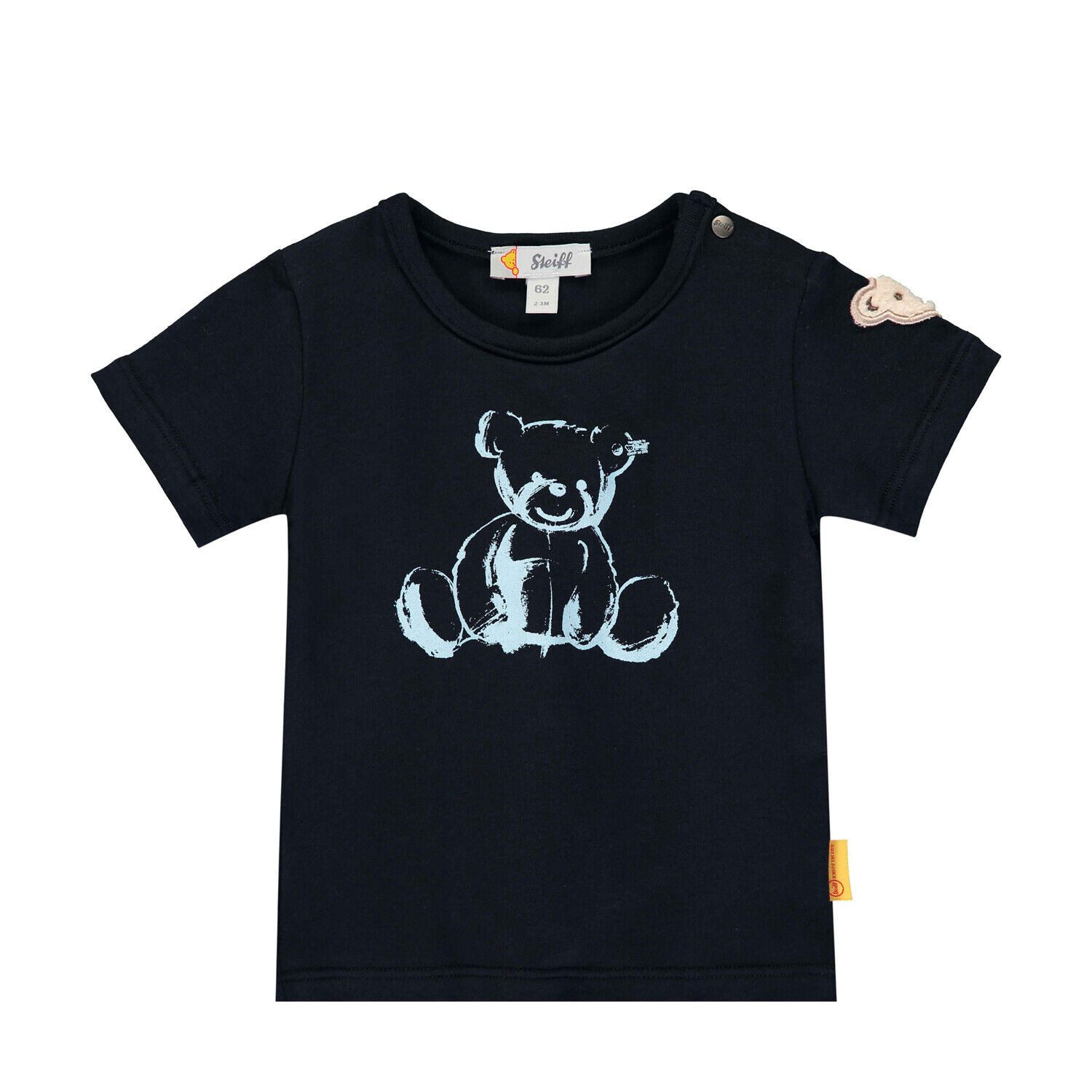 Steiff Collection T-Shirt Steiff Baby T-Shirt navy dunkelblau Teddy Print und Applikation