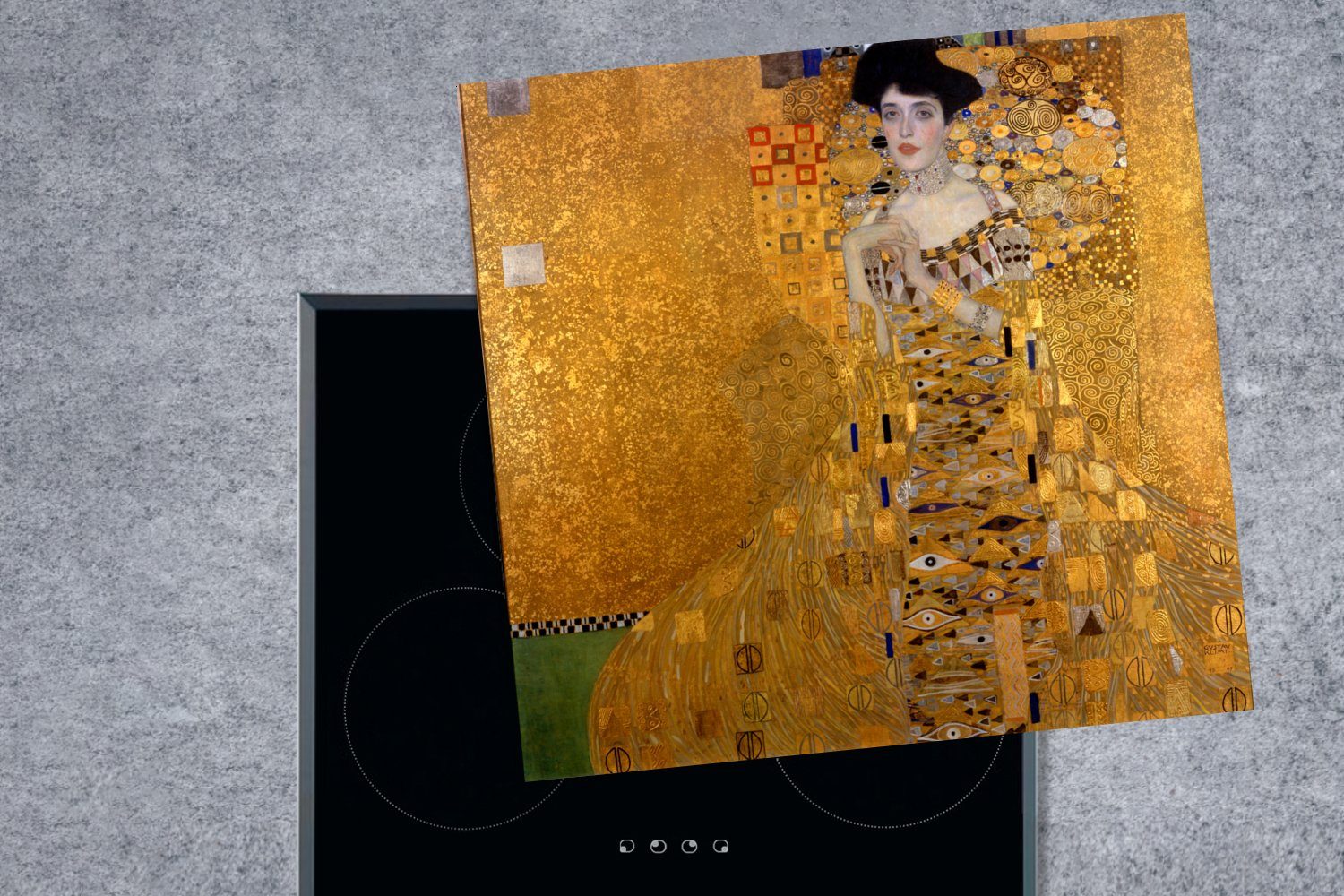 Adèle Klimt, 78x78 cm, von I tlg), Porträt Ceranfeldabdeckung, Gustav - Herdblende-/Abdeckplatte Bloch-Bauer für von MuchoWow Vinyl, (1 Gemälde küche Arbeitsplatte