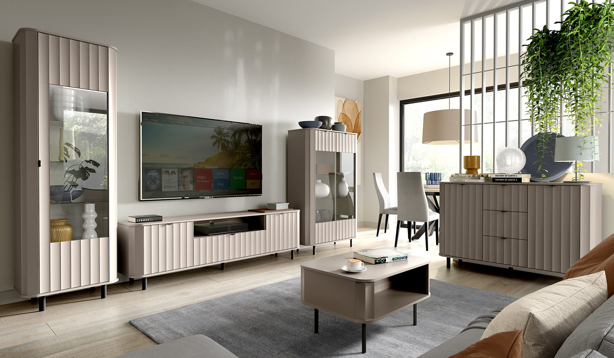 Beautysofa Vitrine NEVADA NO-9 mit 2 Glastüren – 98 cm breit, ohne LED Wohnzimmer Hochvitrine ohne Beleuchtung, modernes Design