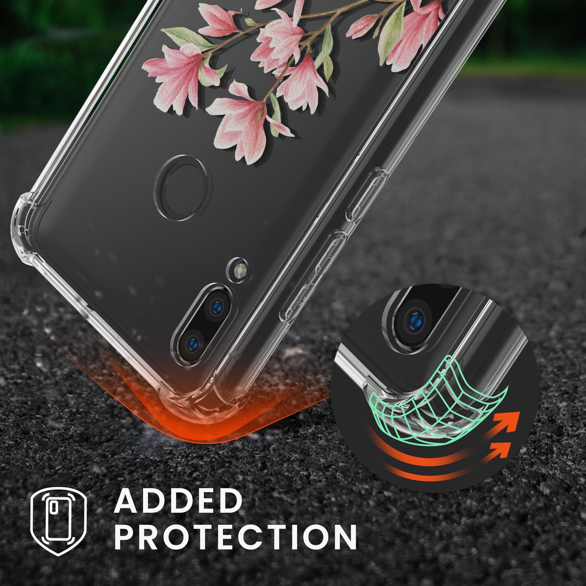 kwmobile Etui Hülle für Huawei P Smart (2019), Silikon Handyhülle mit Kette - Handykette Handyband