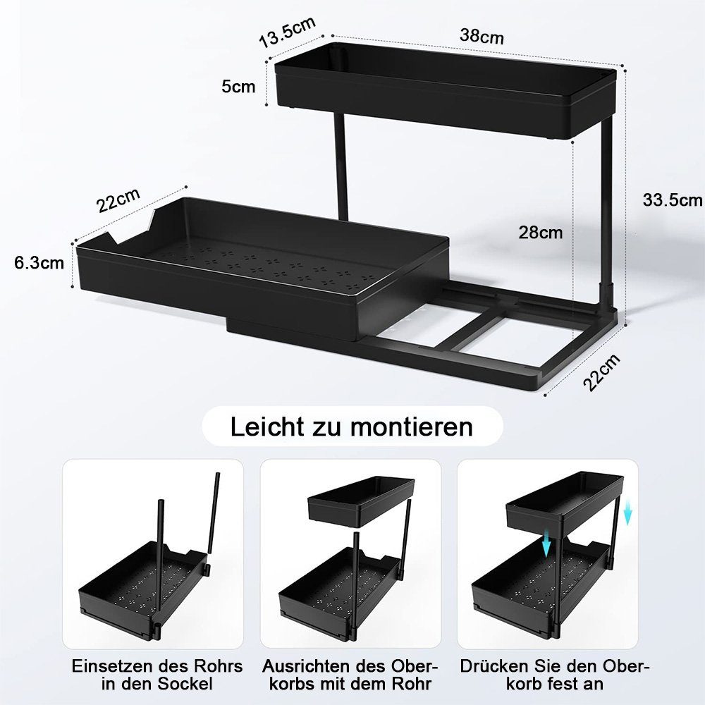 NUODWELL Küchenregal Unter Waschbecken Regal Herausziehbarer günstig online kaufen