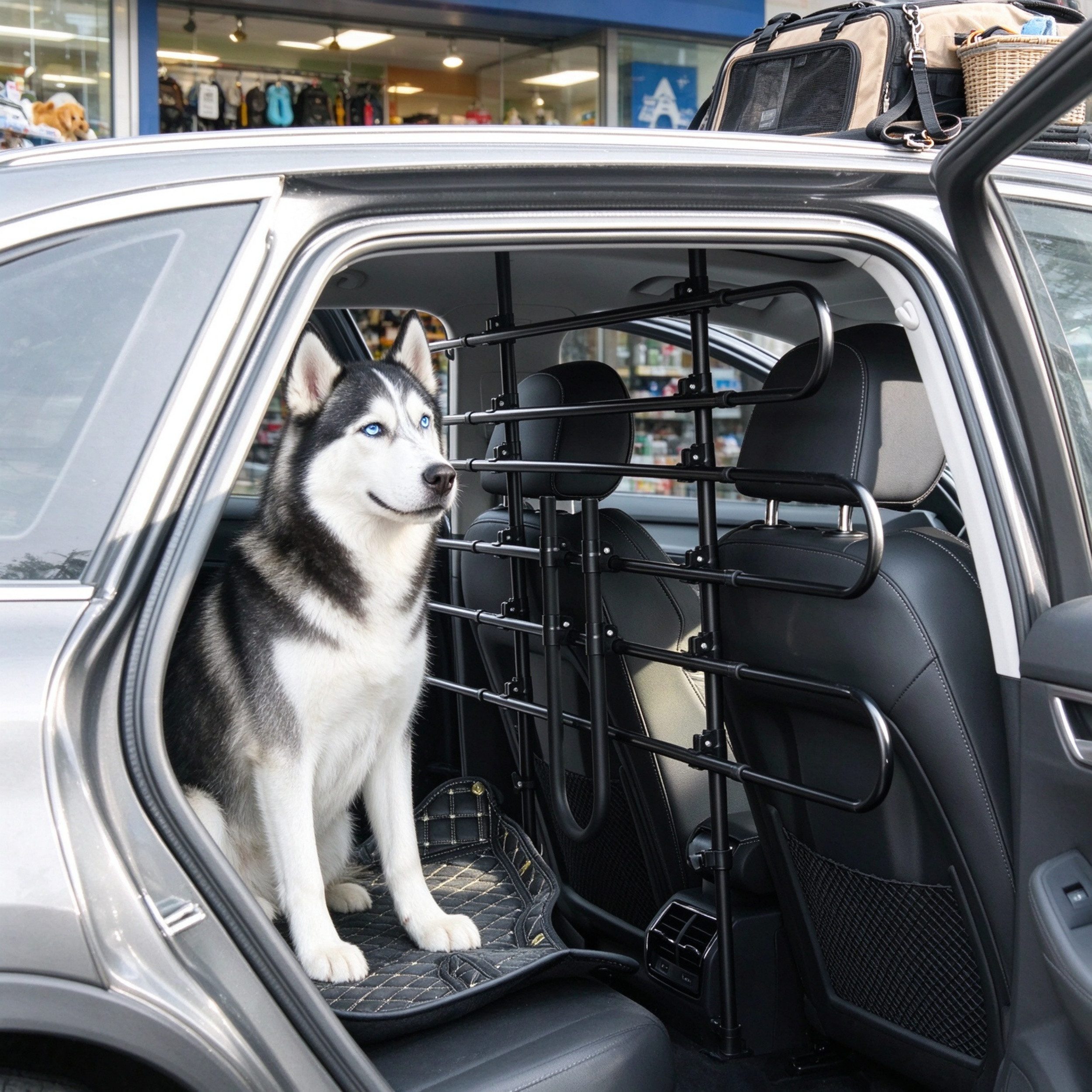 Fine Life Pro Zaunriegel Verstellbares Hundetrenngitter aus Stahl, Universelle Sicherheitsbarriere für den Kofferraum