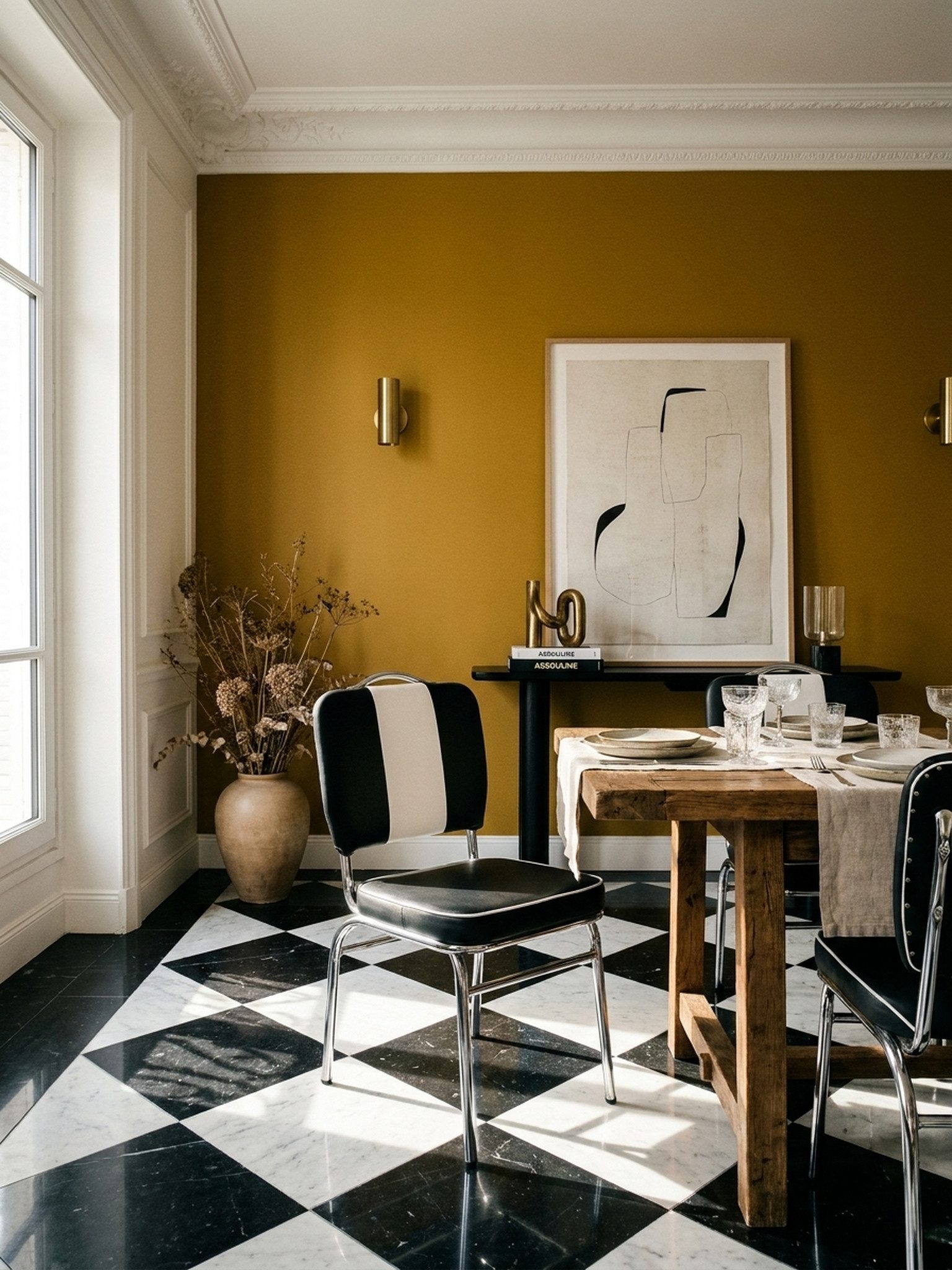 KADIMA DESIGN Esszimmerstuhl Esszimmerstuhl American Diner 50er Jahre Retro (Sitzfläche gepolstert mit Rücken-Lehne), Essstuhl Farbe Schwarz Weiß